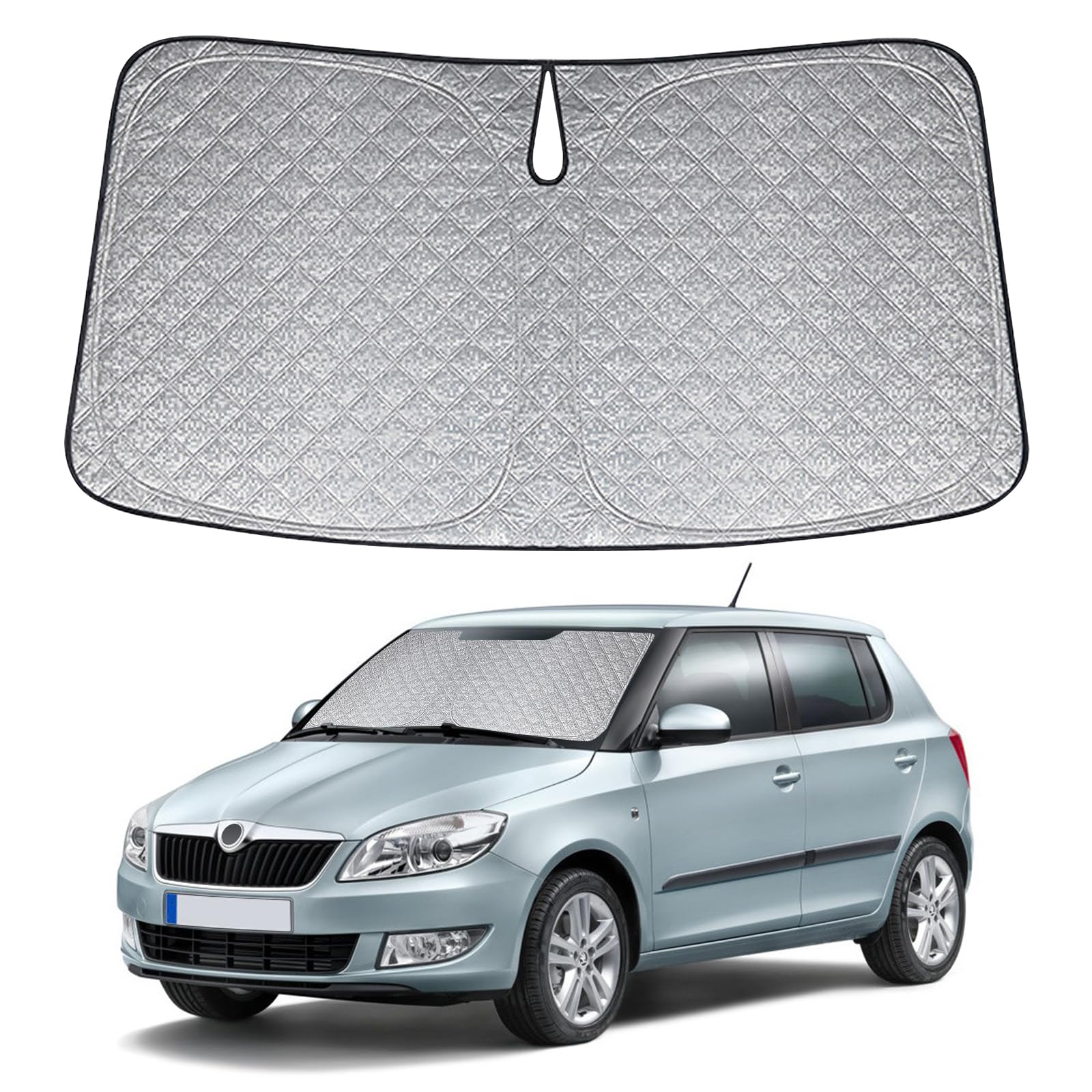 Pare-Soleil Anti-UV Pliant pour Pare-Brise Avant Remplacement pour Skoda Fabia 2015-2022, Pare Soleils pour Voiture à l'intérieur Pliable Couverture, Protection Anti-poussière Réfléchissante UV