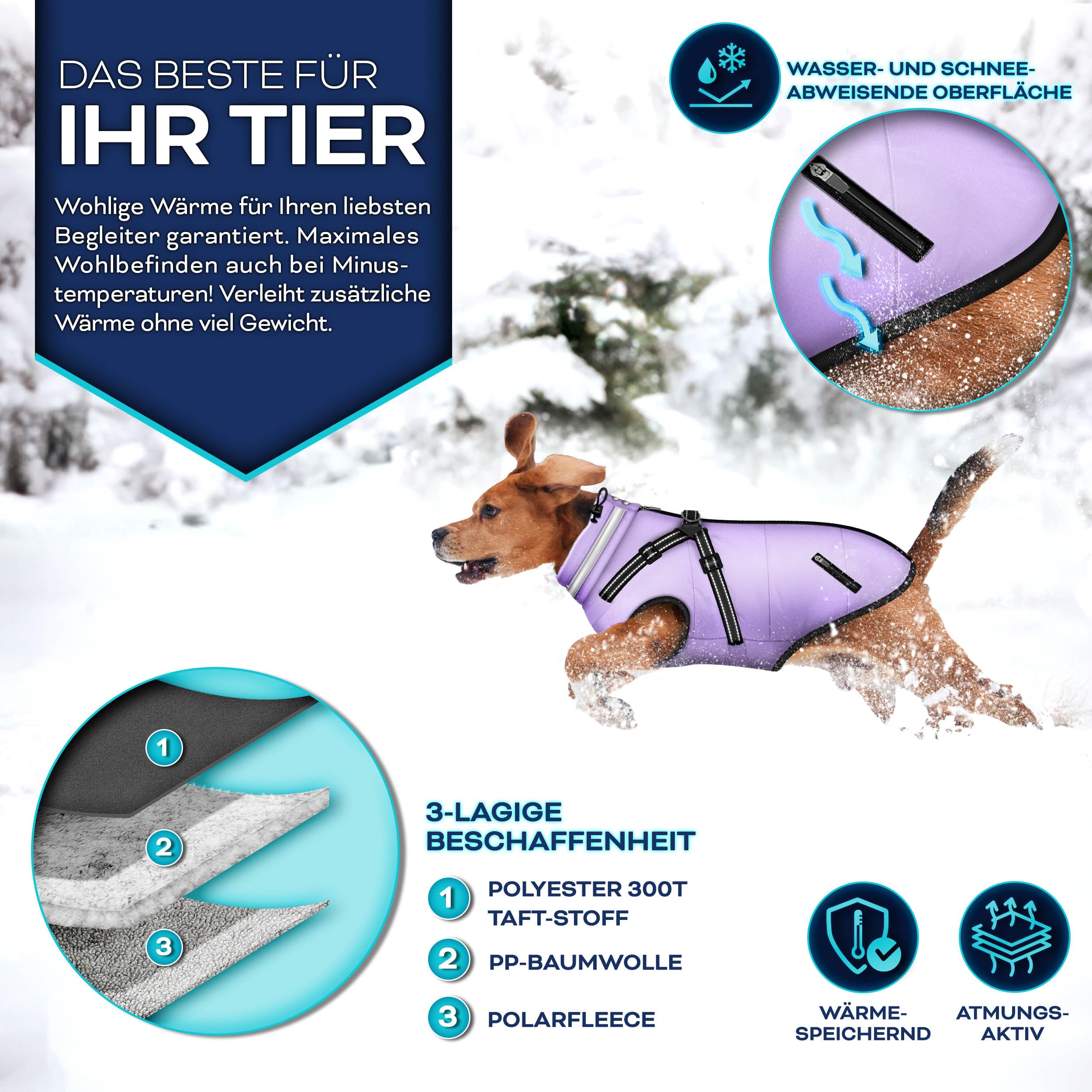 TRESKO® Hondenjas voor de winter, met reflectoren, incl. 15
