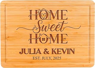 Personalized Housewarming Gifts New Home, Custom Wood Engraved Cutting Board Hostess Gifts for New Couples, Newyleds, Wedding, Home Sweet Home Decor, Neighbor, New Homeowner, Real Estate Closing Gift