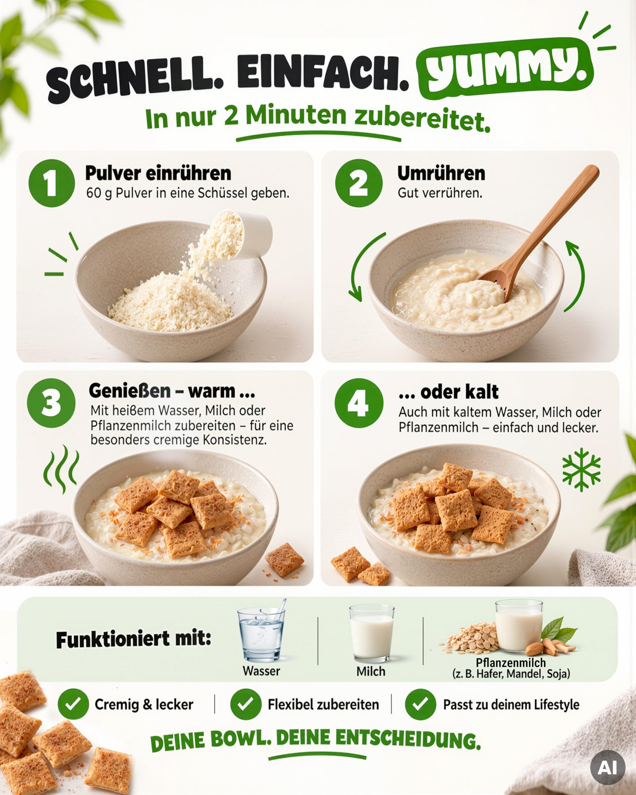 vit4ever High Protein Rice Meal Cinnamon Cereal mit echten Cereal Chunks