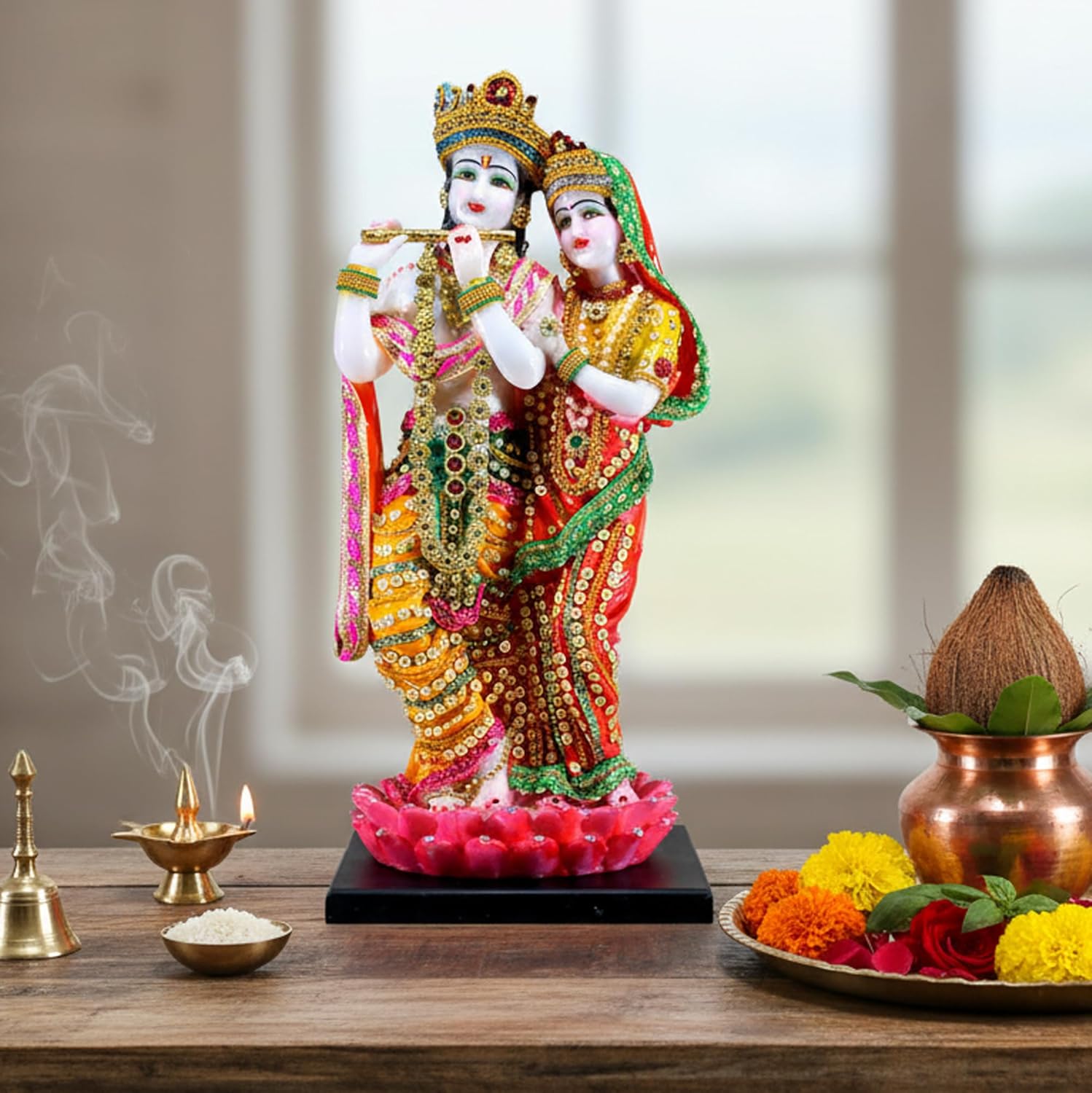 Size 16 eSplanade Resin Radha Krishna on Sofa Murti Idol Statue Sculpture (16 Inches)