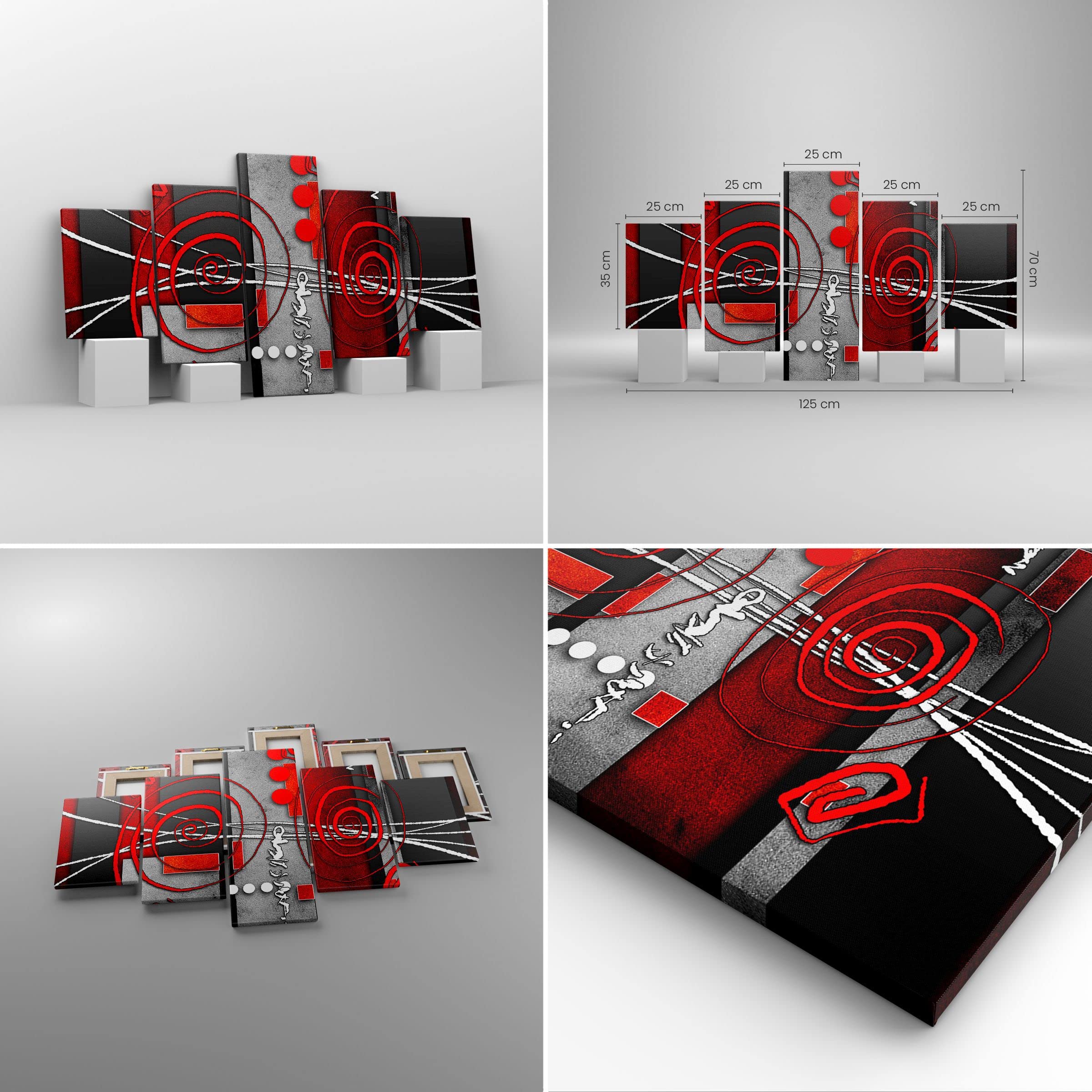 ARTTOR Cuadro sobre Lienzo 125x70cm Moderno Tríptico Abstracto - 0599 | Gráficos Figuras Geométrico Cuadro Decorativo Grande Arte mural Decoración del Hogar Salón Dormitorio Cuadros de Pared