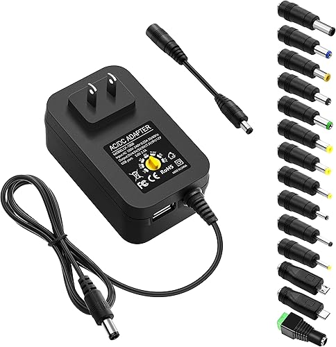 Alitove - Adaptador universal de alimentaciĂłn de CA a CC 30 W 3 V 45 V 5 V 6 V 75 V 9 V 12 V ajustable con 6 adaptadores y puerto USB para el hogar Alitove - Adaptador universal de alimentaciĂłn de CA a CC 30 W 3 V 45 V 5 V 6 V 75 V 9 V 12 V ajustable con 6 adaptadores y puerto USB para el hogar