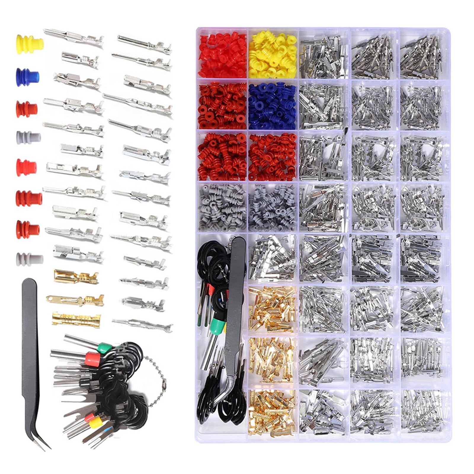 YUOIUX 950Pcs Electrical Pin Connectors Car Wire Terminals Connector Pin 1/1.5/1.8/2.2/2.8/3.5mm Automotive Pin Connector