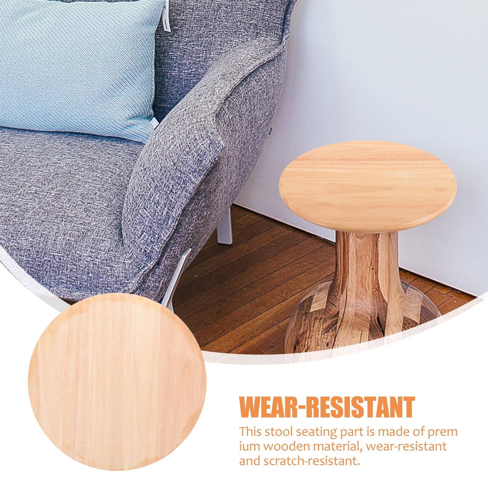 Sgabello Rotondo Seduta in Legno Khaki Resistente e Robusto, per Casa e Mensa, Sostituzione per Seduta Sgabello in Legno