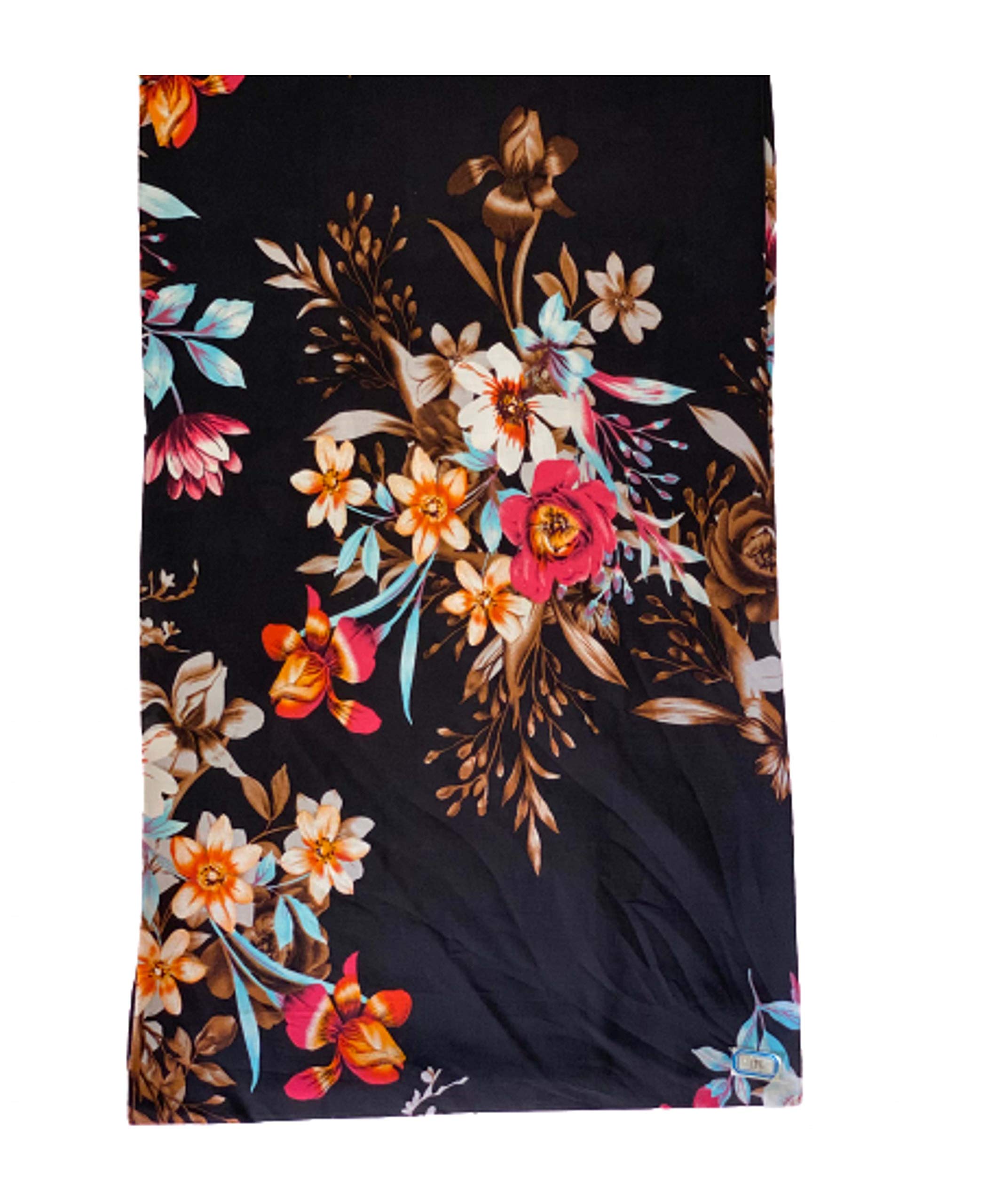 VIRGINIA Women's Spun Rayon Printed Unstitched Fabric, Width: 56 Inch, Length: 2.5 m (1808103-E-382-4, Black, Free Size)