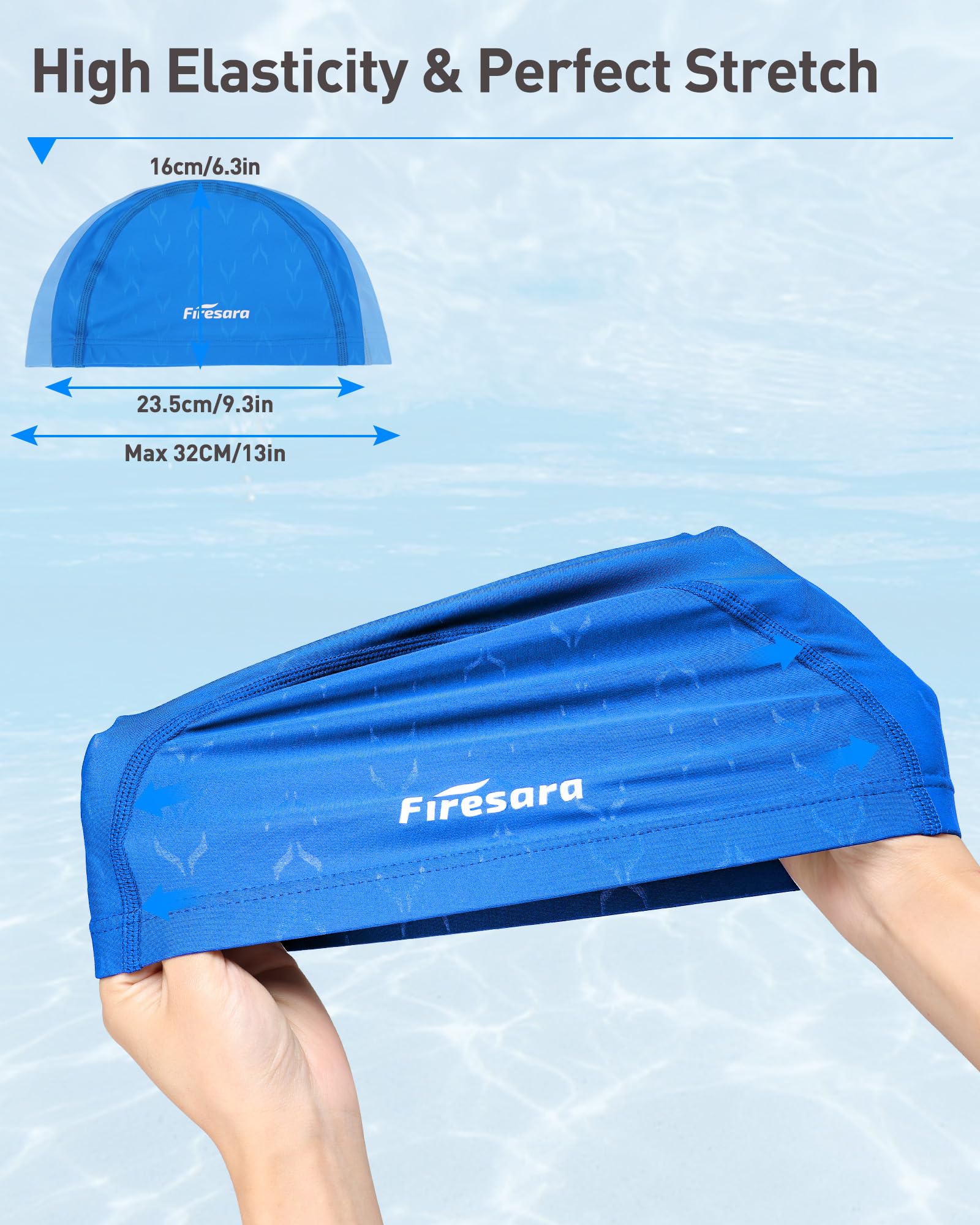 Firesara Fishtail Fabric Swimming Cap Women Men - Image 3