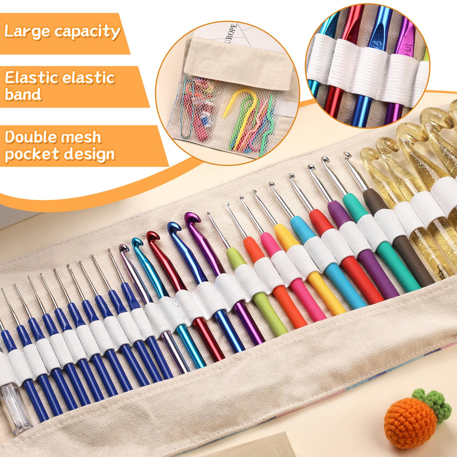 Zlulary 116 PCS Crochet Hooks Set, Ergonomic Large Crochet Hooks Set with Case Crochets Hook Kit Crochet Needles Kit Crochets Bag Kit with Crochets Accessories, Stitch Marker