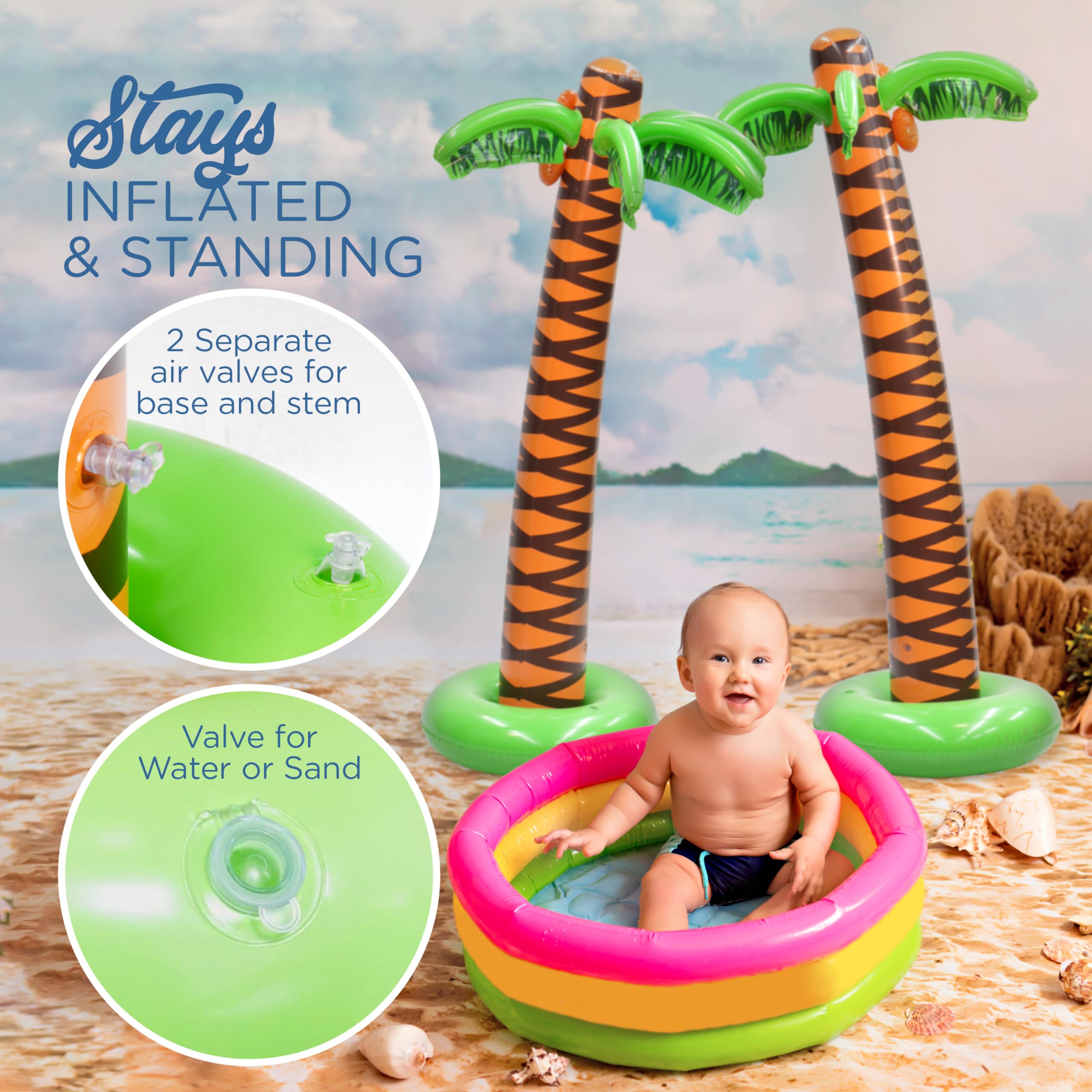 4E's Novelty 2 Stück aufblasbare Palmen, ideal für Pool und Strand Party