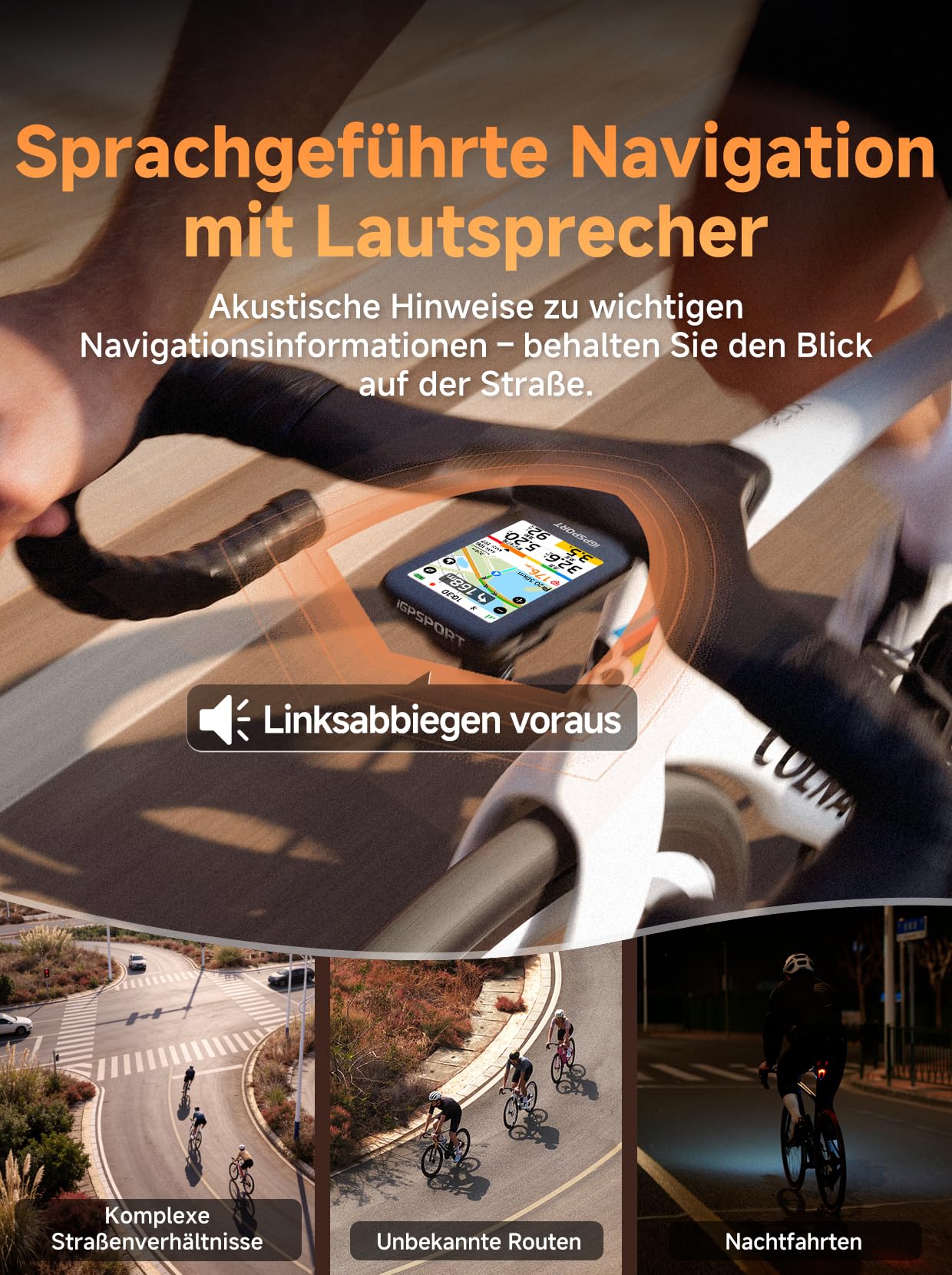 iGPSPORT BSC500 Fahrradcomputer, 3,3-Zoll-Touchscreen, Karten- und Sprachnavigation (Black)