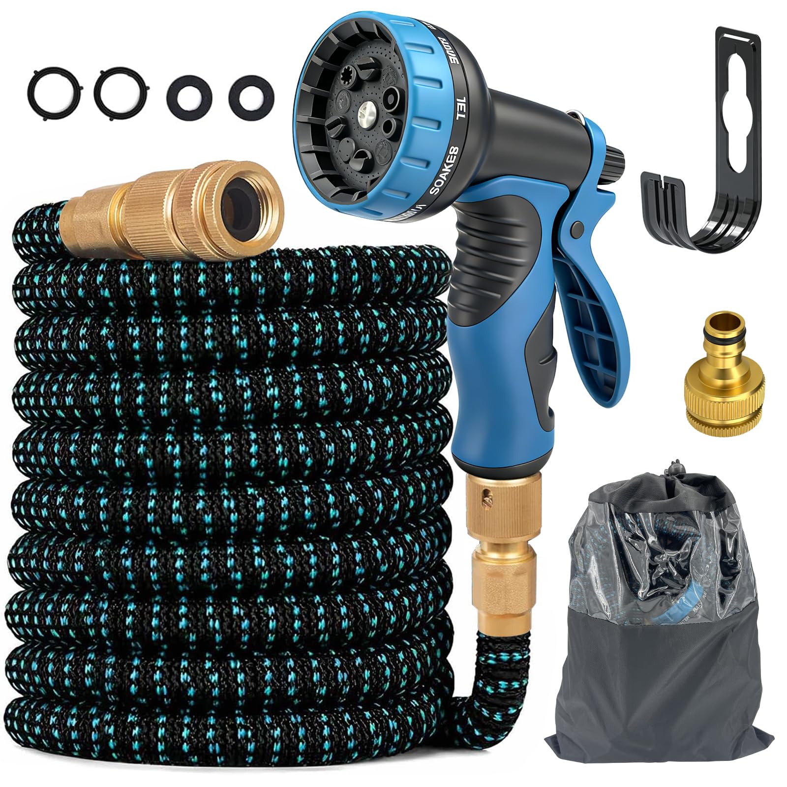 Bibarajm 75Ft Flexible Expanding Magic Hose Expandable Garden Hose With 10 Function Nozzle 4 Layer Latex And 3 Times Expanding Watering Hose Pipe Easy Storage Garden Water Hose