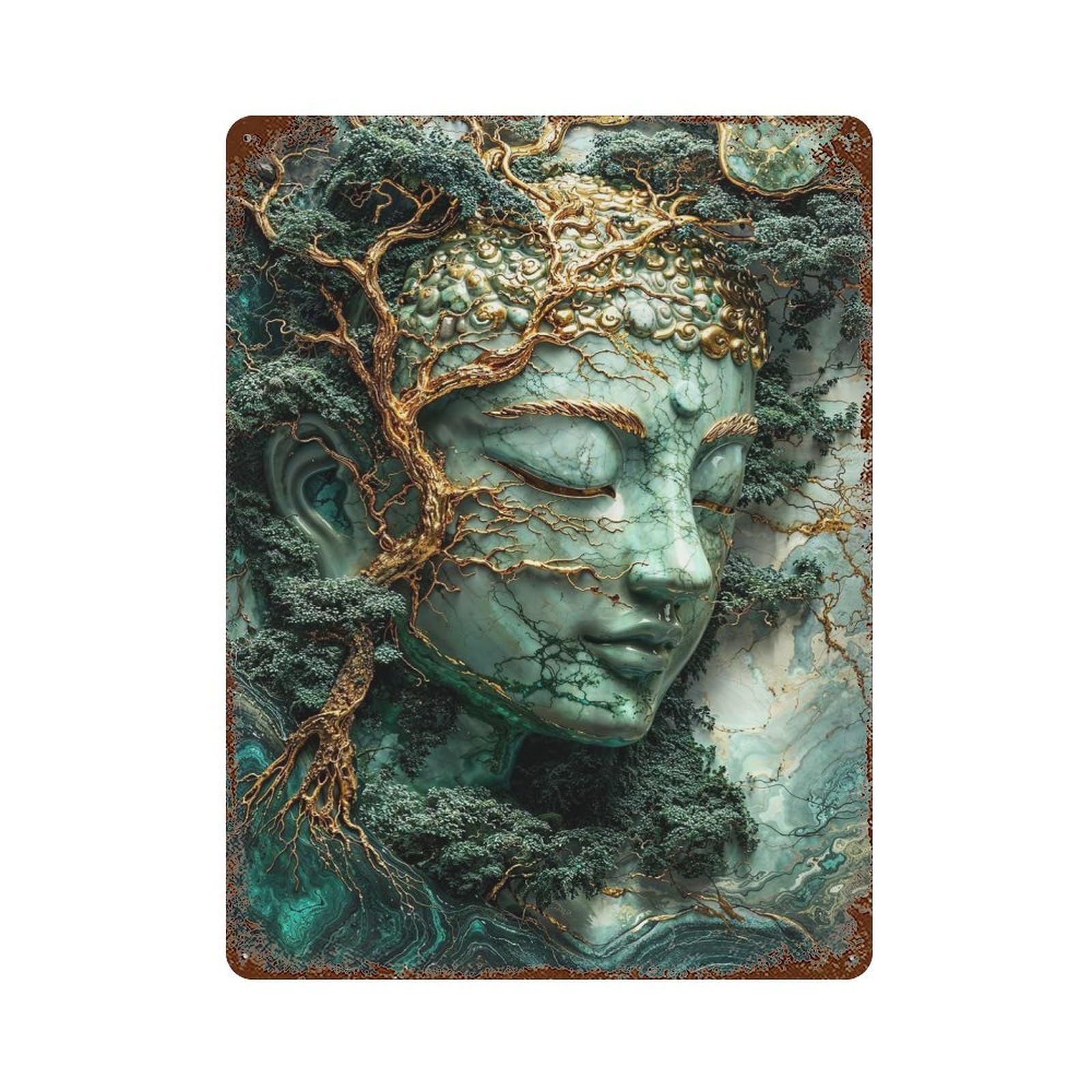 Vintage Metal Tin Sign with Enlightenment Through Nature Design 15.7"x11.8", for Garage, Bar And Workshop Decor, Novelty Wall Decor