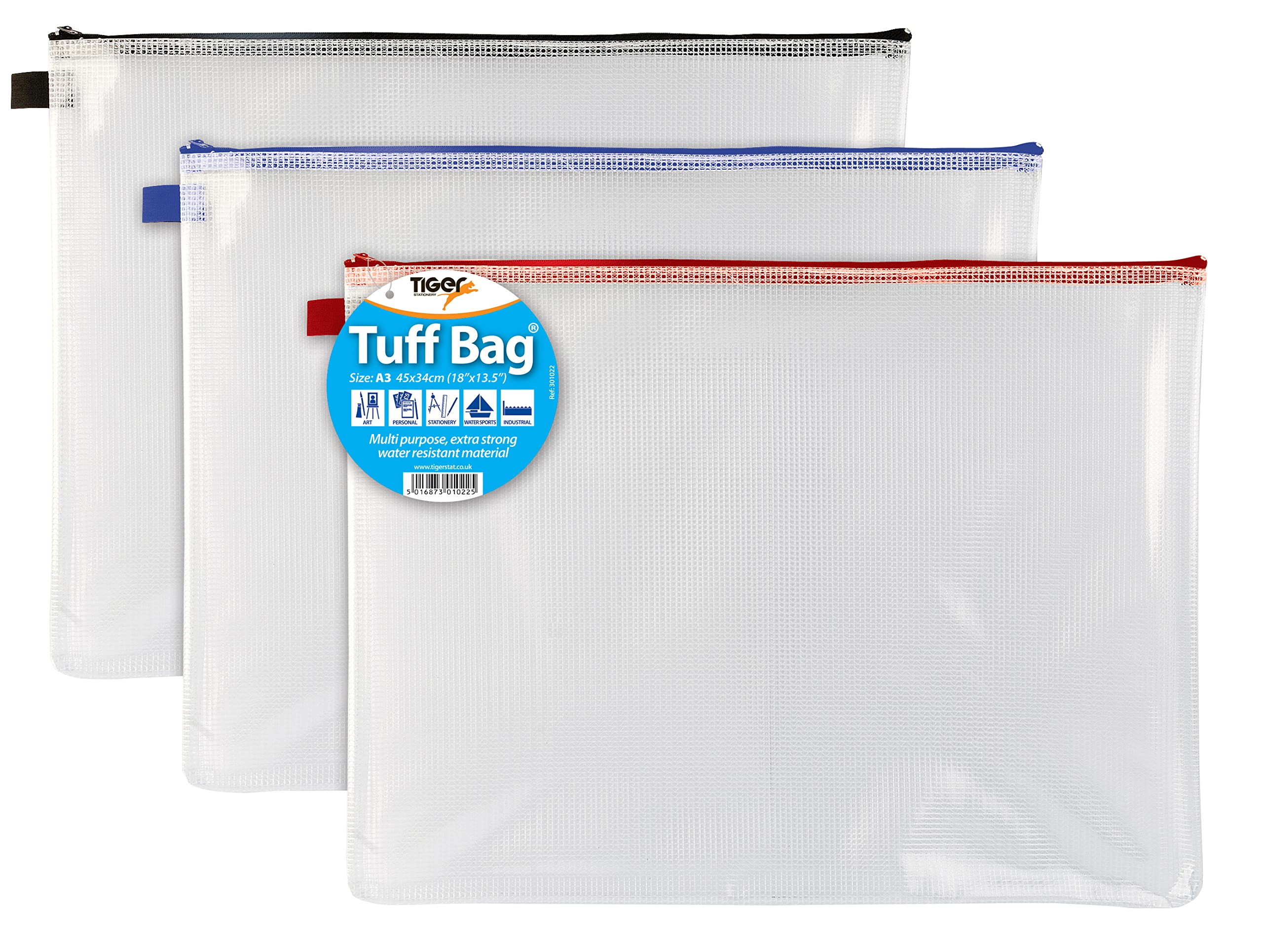 6 x A3 Tuff Bags Heavy Duty Strong Waterproof Storage Zip Wallet Cases