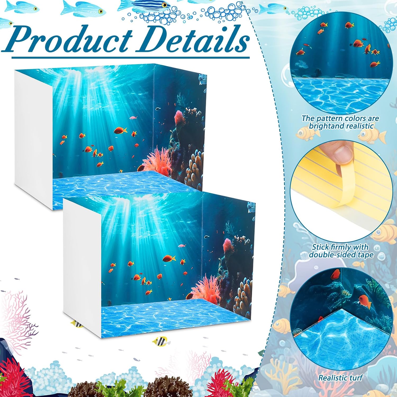 AmazingSpark 2 Set Ocean Diorama Box and Water Sticker Decor, Under the Sea Diorama Project Supplies Set, Cardboard Display Case Kit & Water Sticker with Double Sided Tapes for DIY Crafts Dollhouse