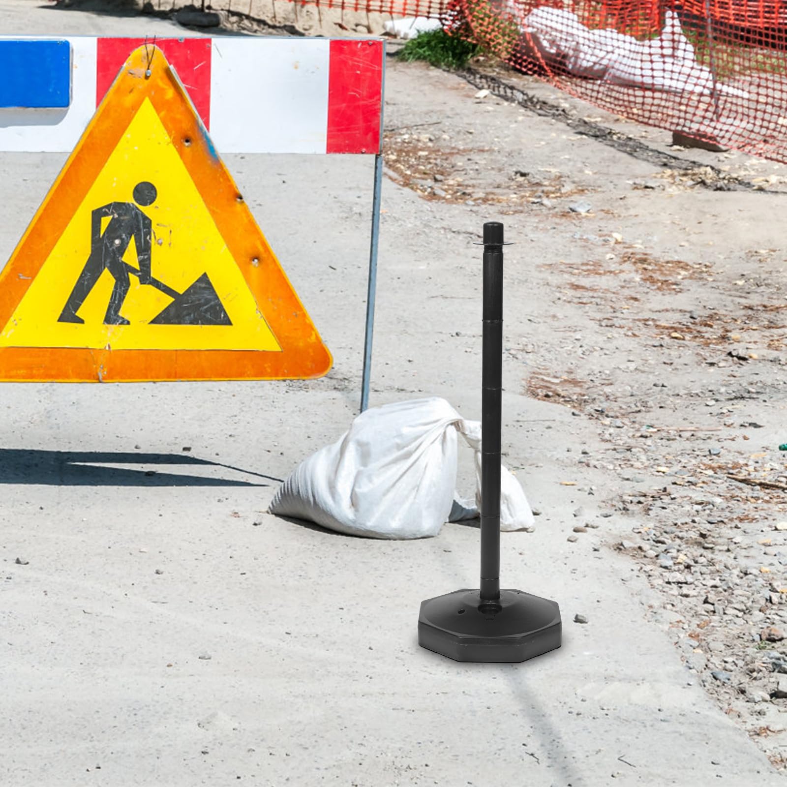 Outdoor Crowd Control Ber - Bolardo seguro de polietileno negro con suave, ideal para advertencia de entrada, eventos y apoyo seguro para el público