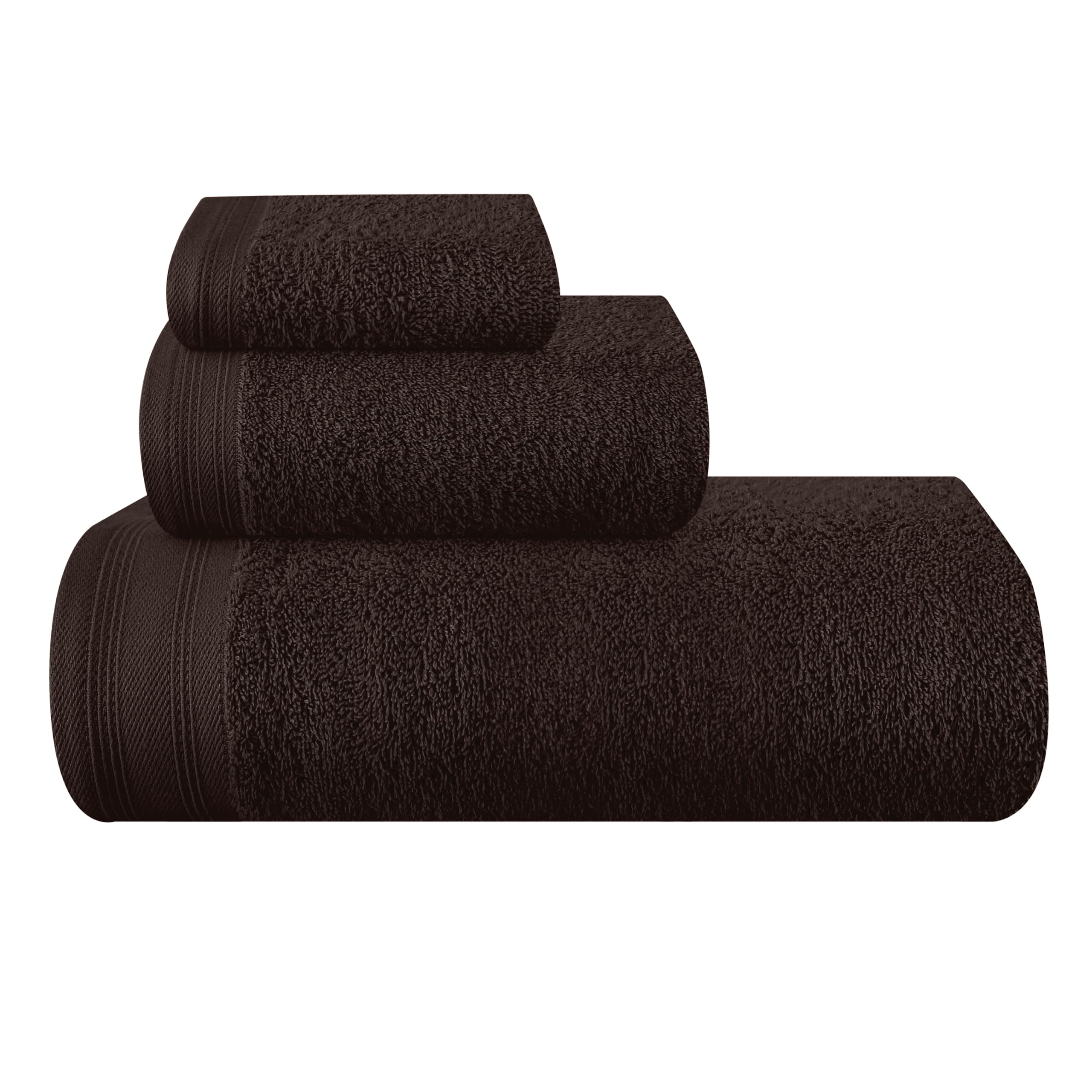 MALLONI HOME Ultra Soft zestaw 3 ręczników bawełnianych, zawiera bardzo duże ręczniki kąpielowe 70 x 140 cm, a ręczniki 40 x 60 cm i pościel 30 x 30 cm, brązowy