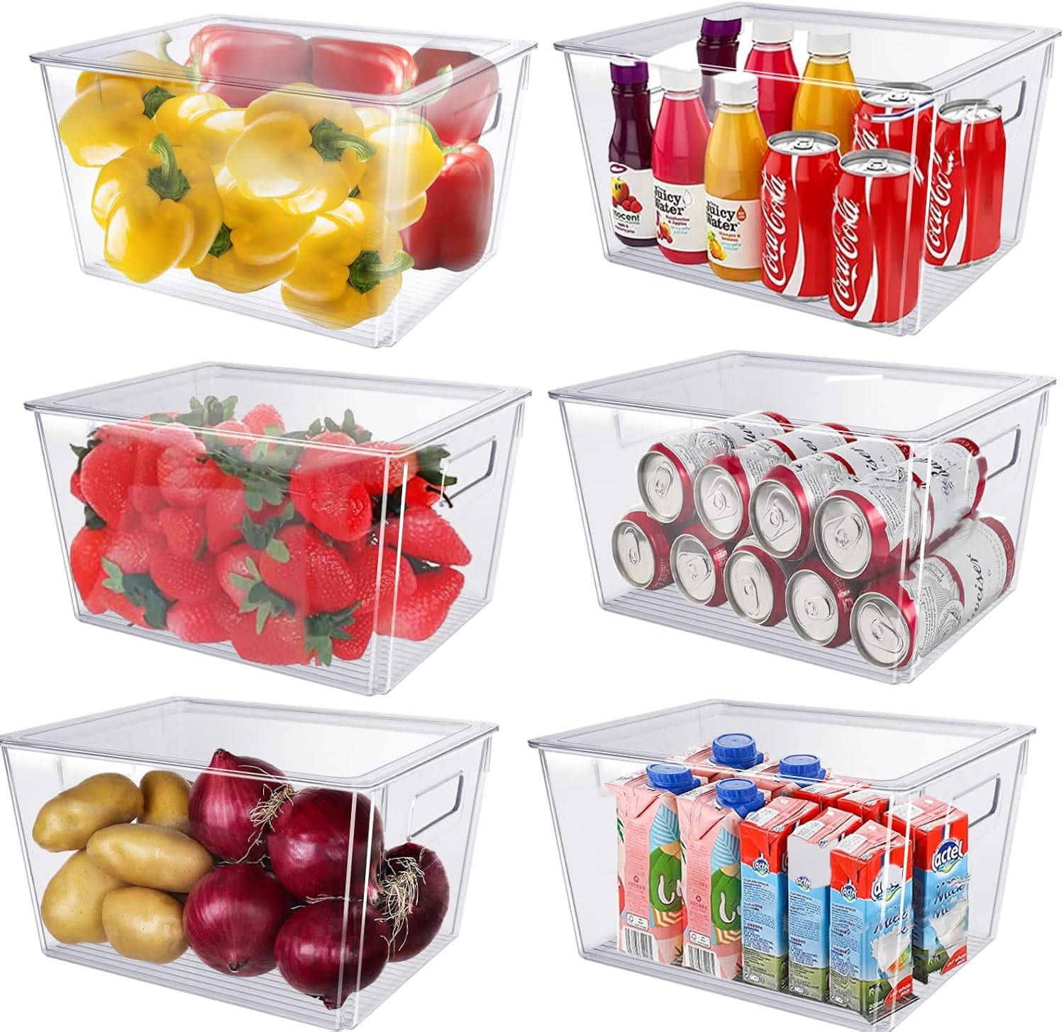 kykjaff Clear Pantry Storage Bins,XL Clear Plastic Storage Bins with Lids,Kitchen
