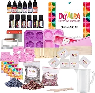Diyaura Soap Making Kit for Adults & Kids – DIY Animal-Themed Craft with Shea Butter Soap & Glycerin Base, Molds, Scents, Dyes & Tools – Beginner-Friendly Creative Family Activity & Gift