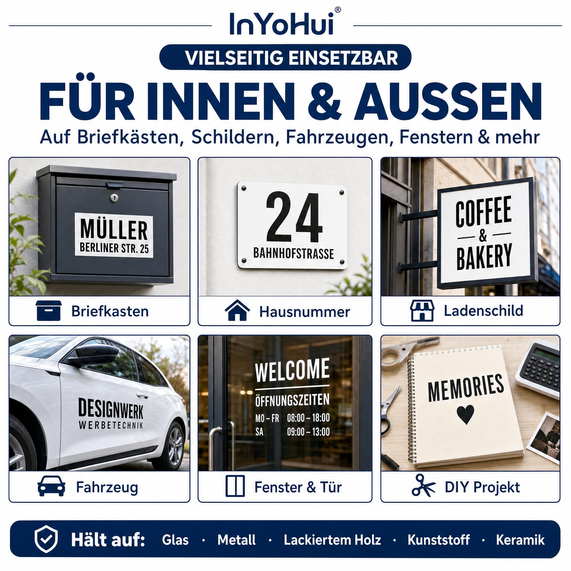 14 Blatt Vinyl Buchstaben Aufkleber 15cm, schwarz | 14 Blatt Vinyl-Buchstaben (A-Z, Zeichen), 15 cm, schwarz. 2 Sätze, wetterfest, rückstandsfrei.