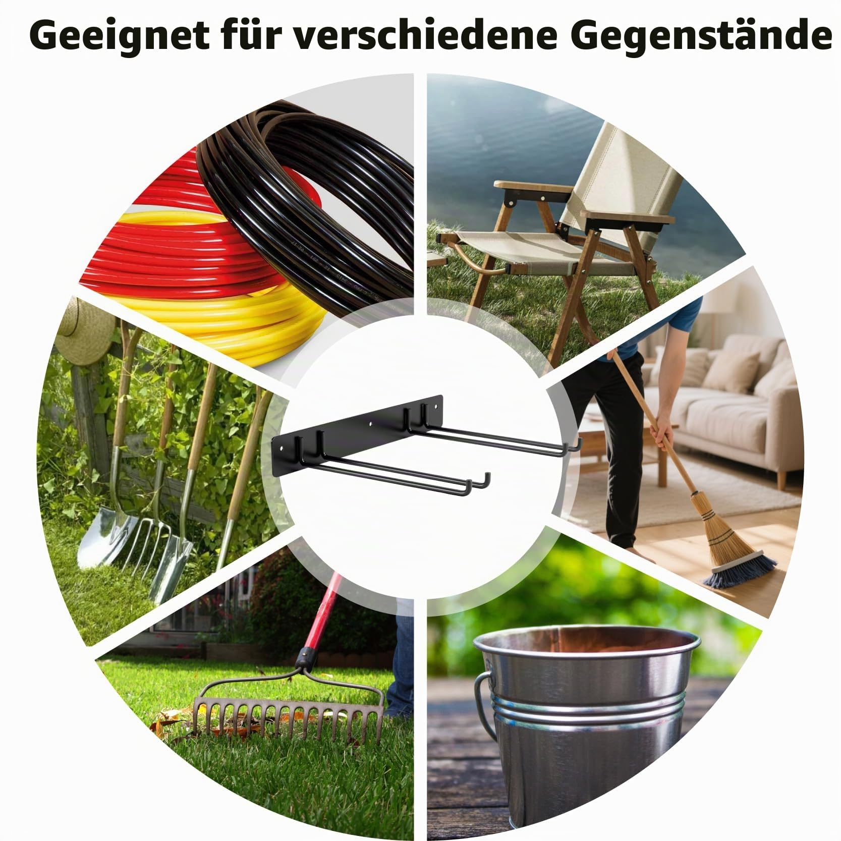 Sinoer Tool Organizer Wandhalterung, Garage-Aufbewahrungslösung, klappbarer Stuhlbeinhaufen, Gartengeräteaufbewahrungshaken, verlängerte Version, rostfrei, Tragfähigkeit 240 Pfund- 4-teiliges Set