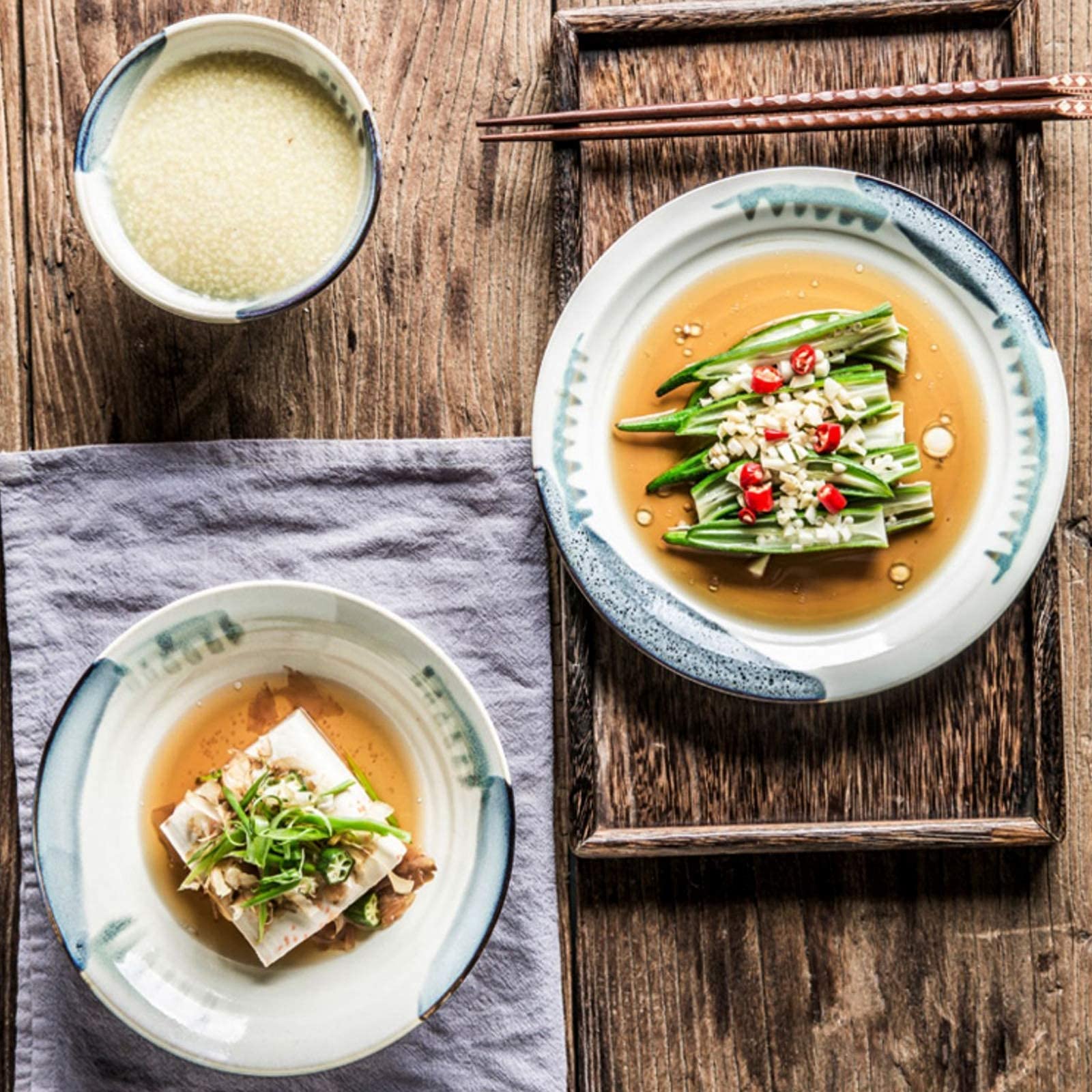 Vajilla de cerámica de 28 Piezas Estilo japonés | Platos de Carne y Cuencos de Cereales de Porcelana para restaurantes y reuniones Familiares
