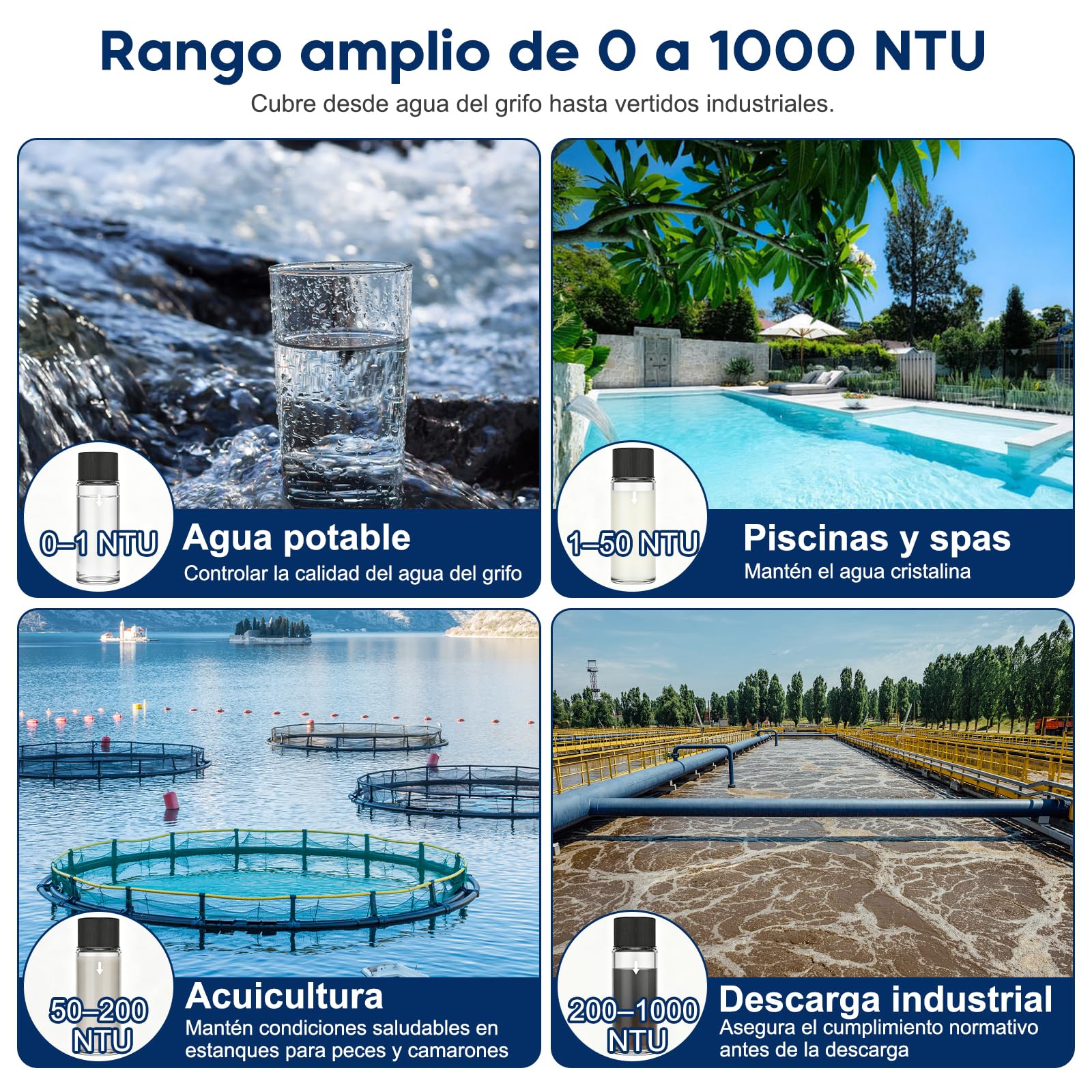 Tragbares Turbimeter, Trübungsmesser, Wasserturbimeter | 0-1000 NTU, für Landwirtschaft, Ernährung, Gastgewerbe und Wasserqualitätskontrolle
