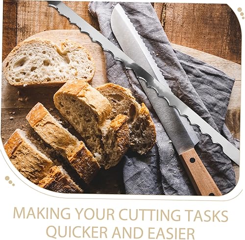 Miniatura 9 de Cuchillo de pan de acero inoxidable, cuchillas de repuesto, 8 piezas, cortador para pan casero, pastel, pizza, borde dentado, fácil de usar,