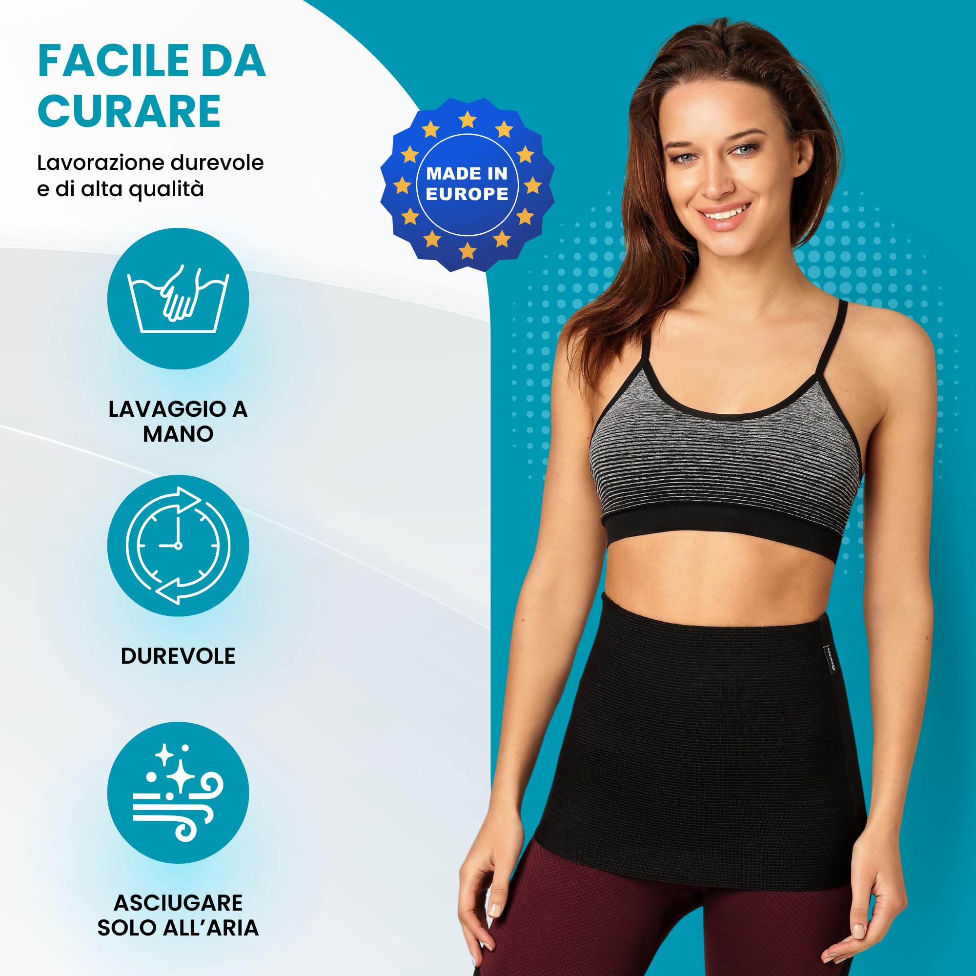 BeFit24 Pancera Riscaldante in Lana Merino per Uomo e Donna | Fascia Termica Lombare | Protezione Reni e Schiena | ScaldaReni Traspirante Lavabile Prodotto in Europa