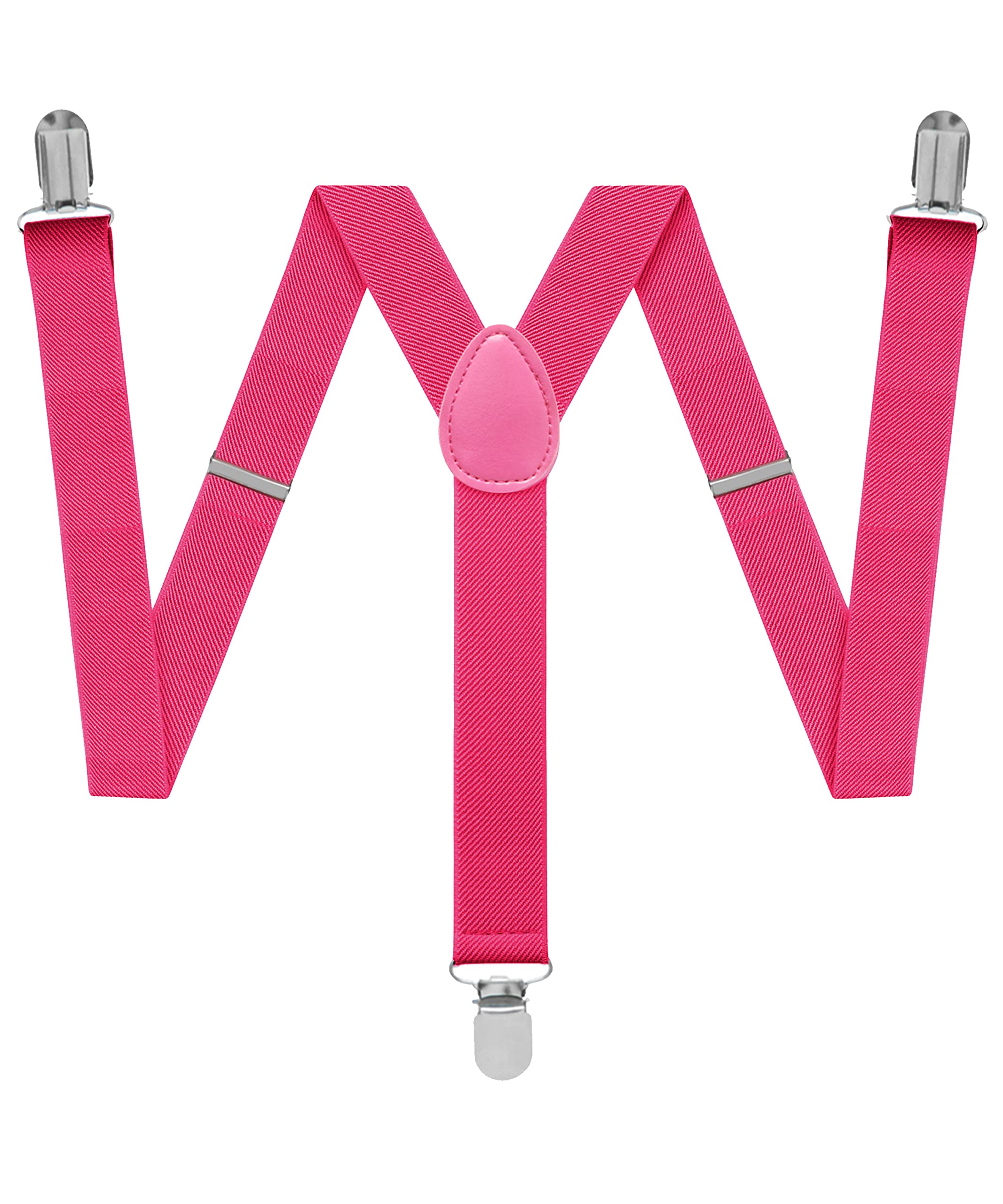Suspenders for Men - Adjustable Size Elastic 1 inch Wide Y Shape Costume Suspenders Women Mens Suspenders Heavy Duty Clips - Hot Pink - 1
