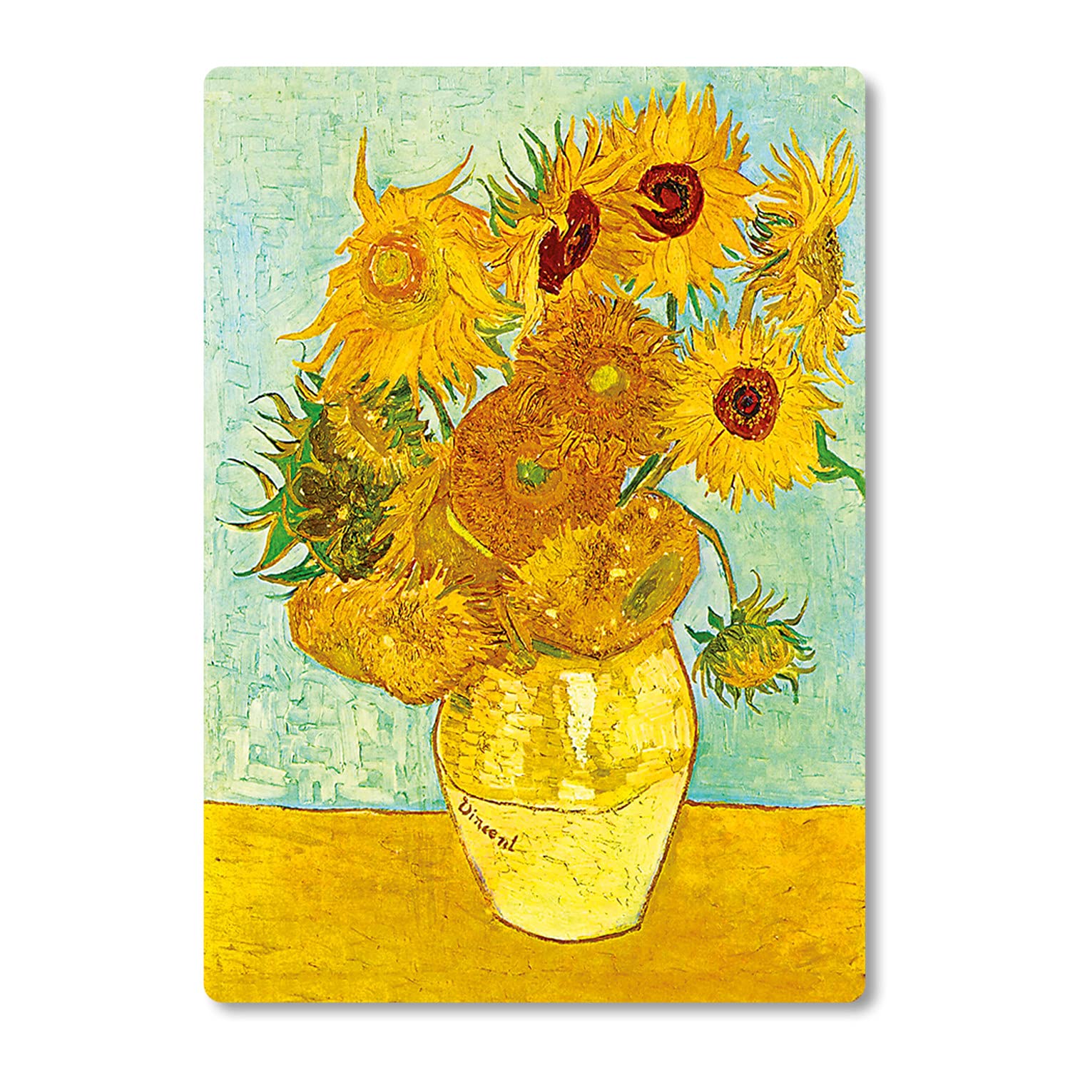 Van Gogh Sonnenblumen Kunstwerk Auf MDF-Holz - 21x29,7 Cm Wanddekoration Aus Italien