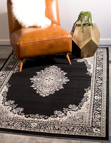 Miniatura 1 de Unique Loom Reza Collection - Alfombra tradicional de estilo persa, rectangular de 7 pies 1 pulgada x 10 pies, color borgoñamarfil