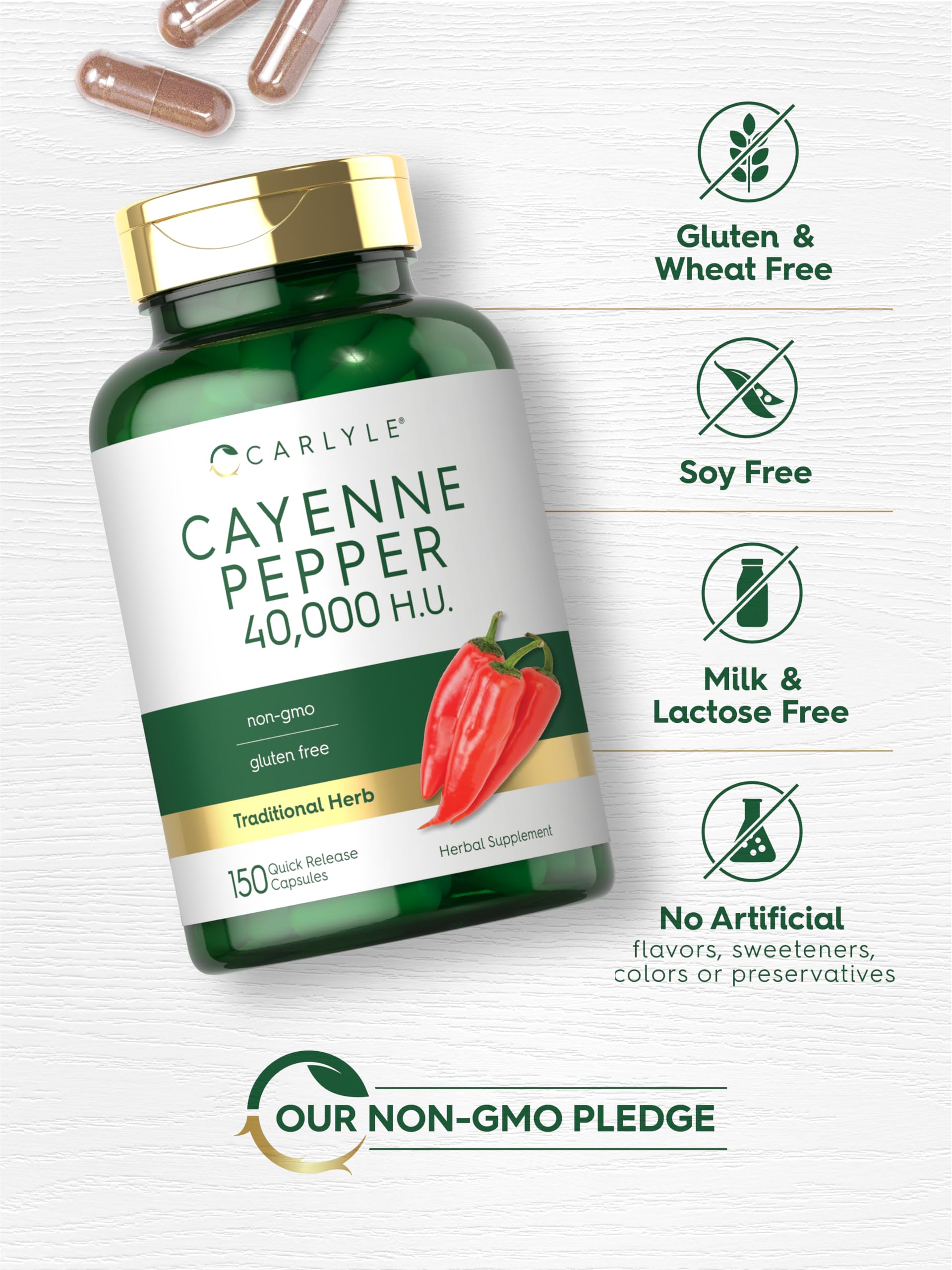Carlyle Cayenne Pepper Capsules | 40,000 HU | 150 Count — Amazon image 5
