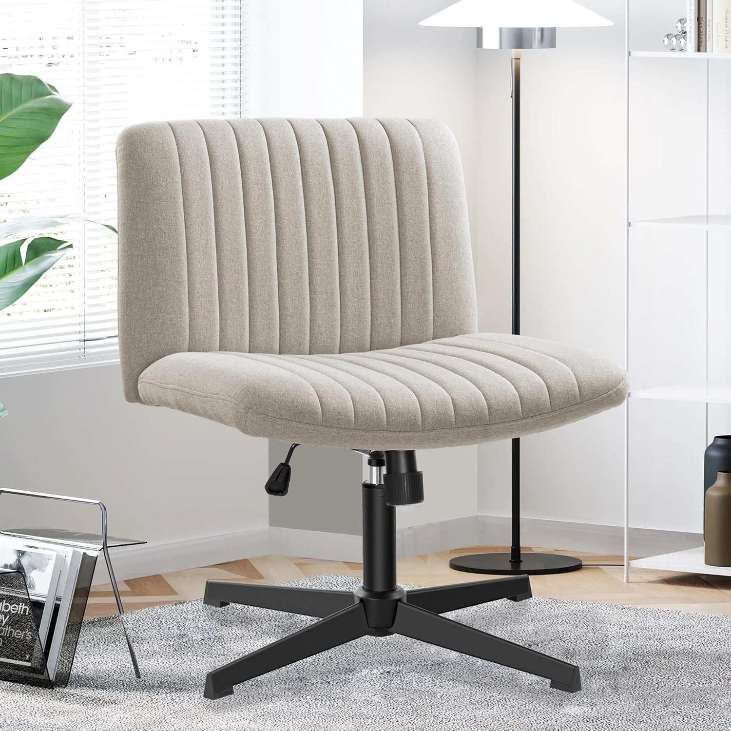 Brick Attic Armless Office Chair no Wheels,Ergonomic Wide Seat Swivel ...