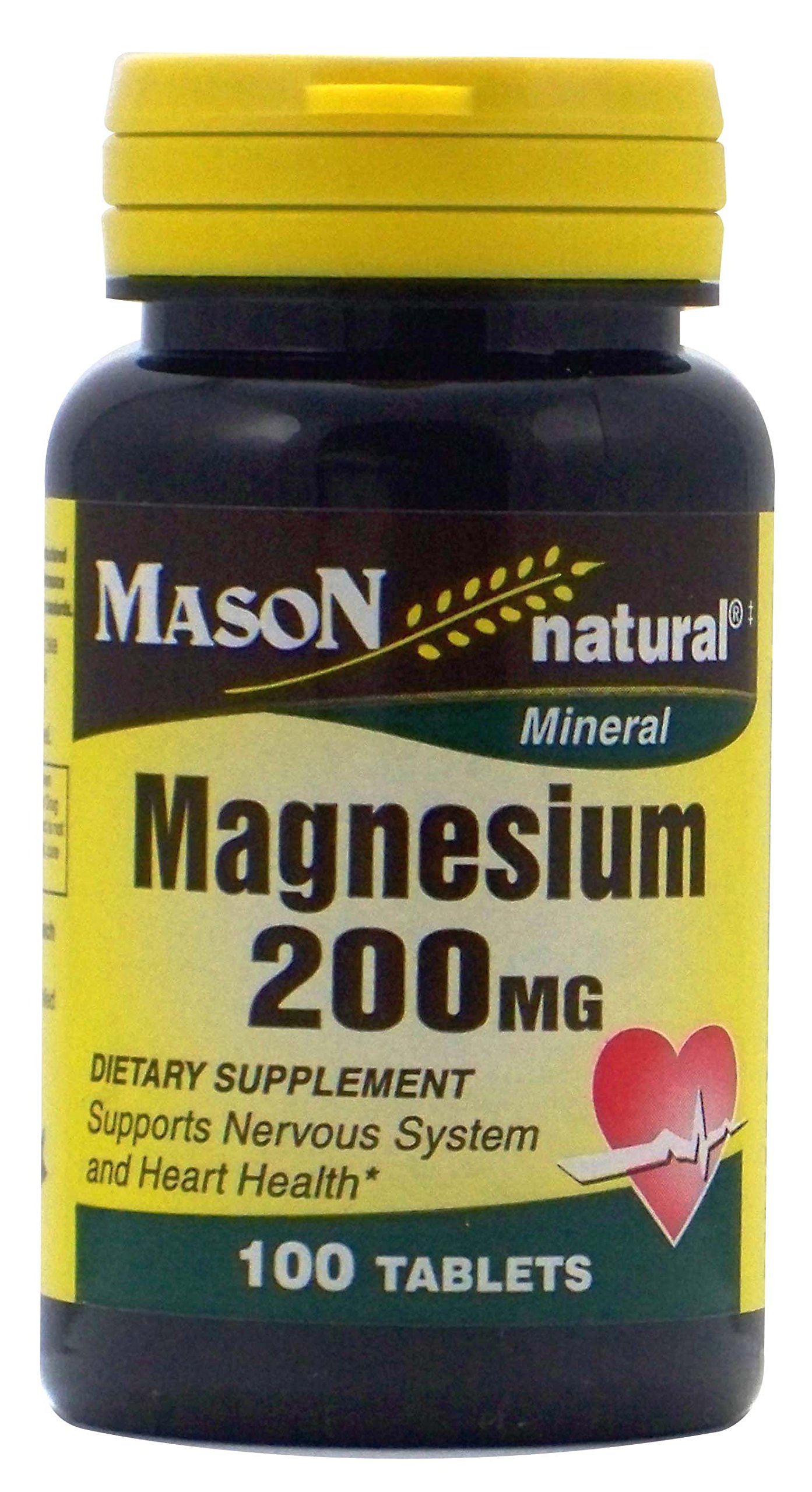 Mason Vitamins Magnesium 200 mg Tablets,100 Count