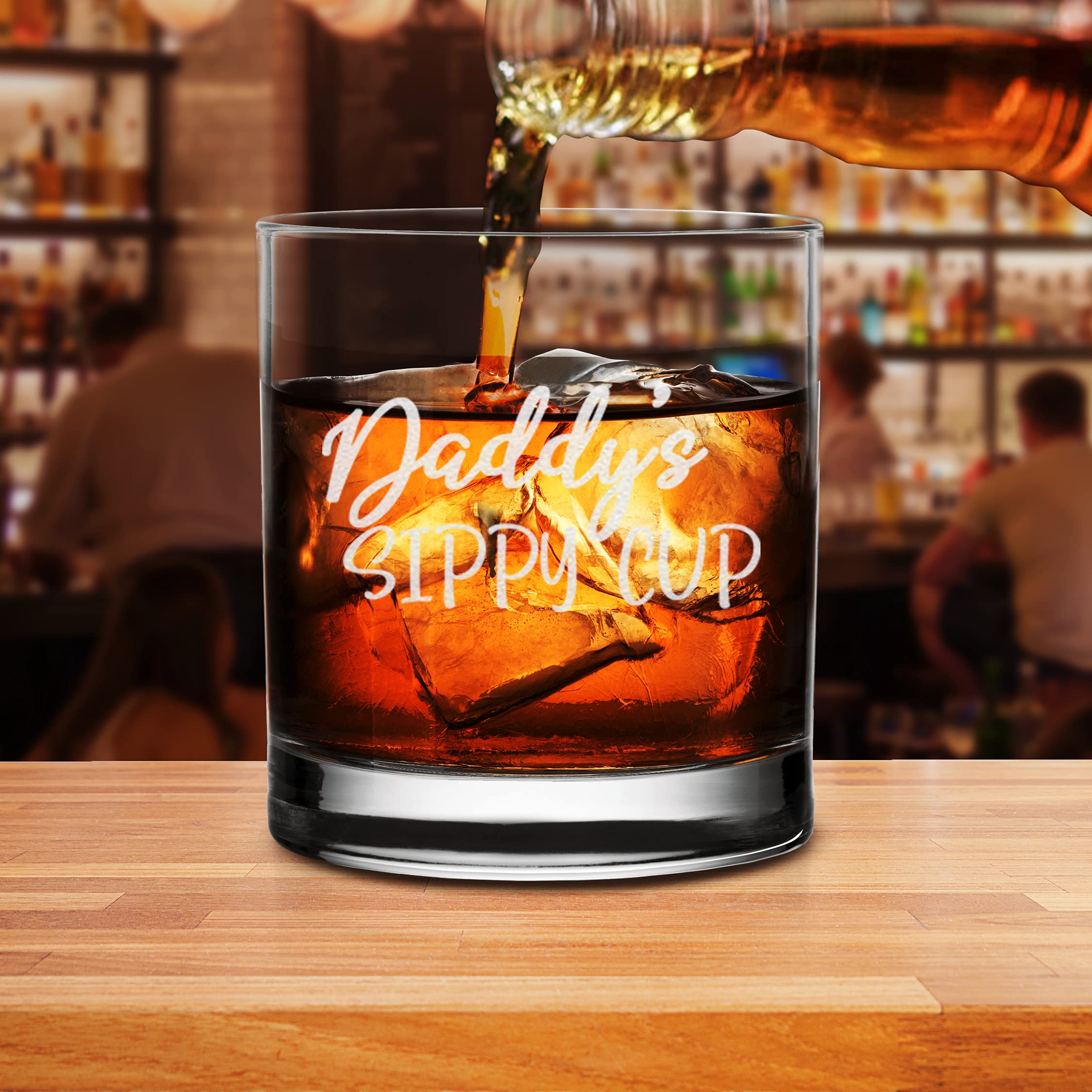 Daddy's Sippy Cup Old Fashion Rocks Glass Funny New Dad Gifts Birthday Fathers Day Gift