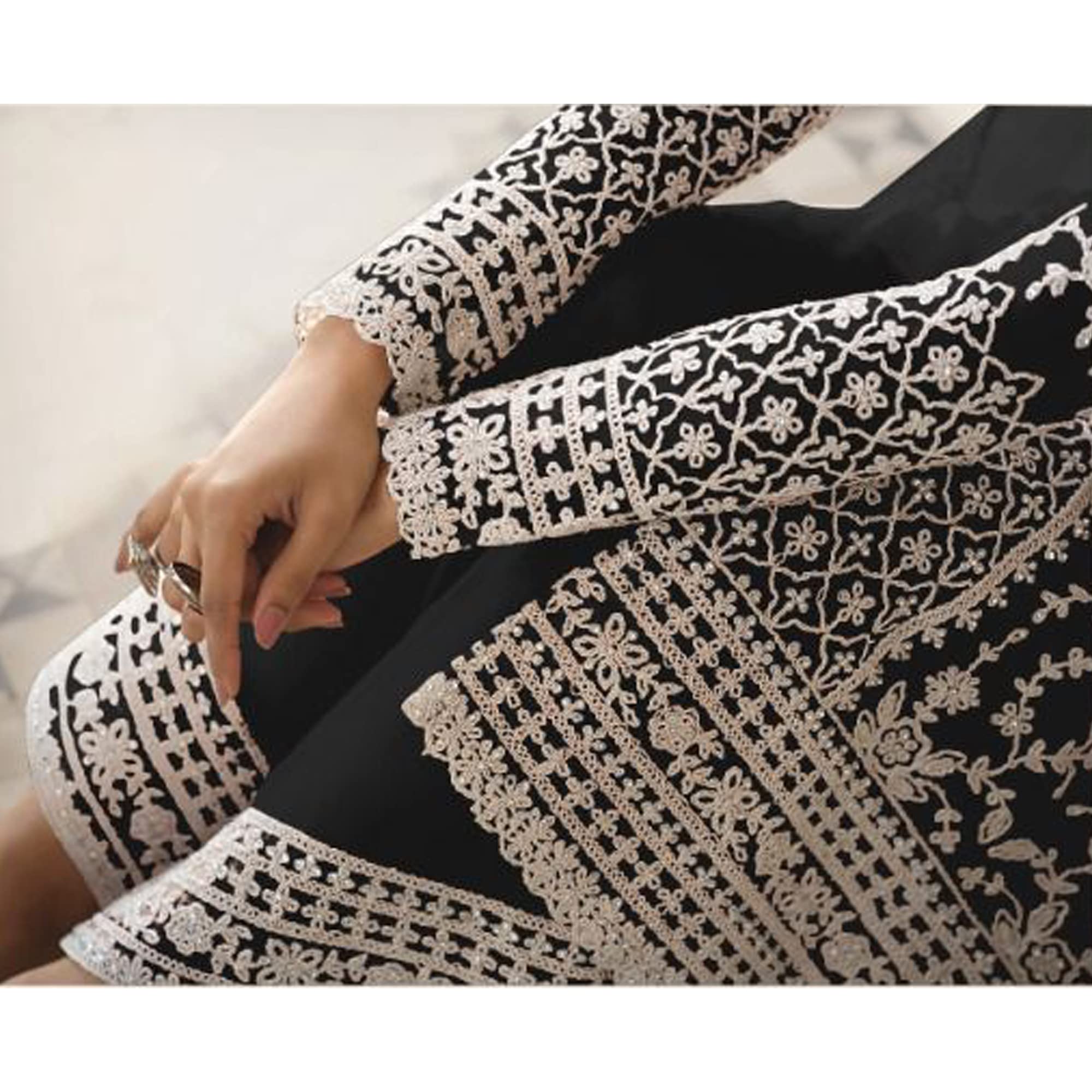 Etnico Partito Indossare Indiano Plus Size Salwar Kameez Dupatta Abiti Pakistani Pronto a Indossare Pantaloni Pantaloni Vestito, nero, 54