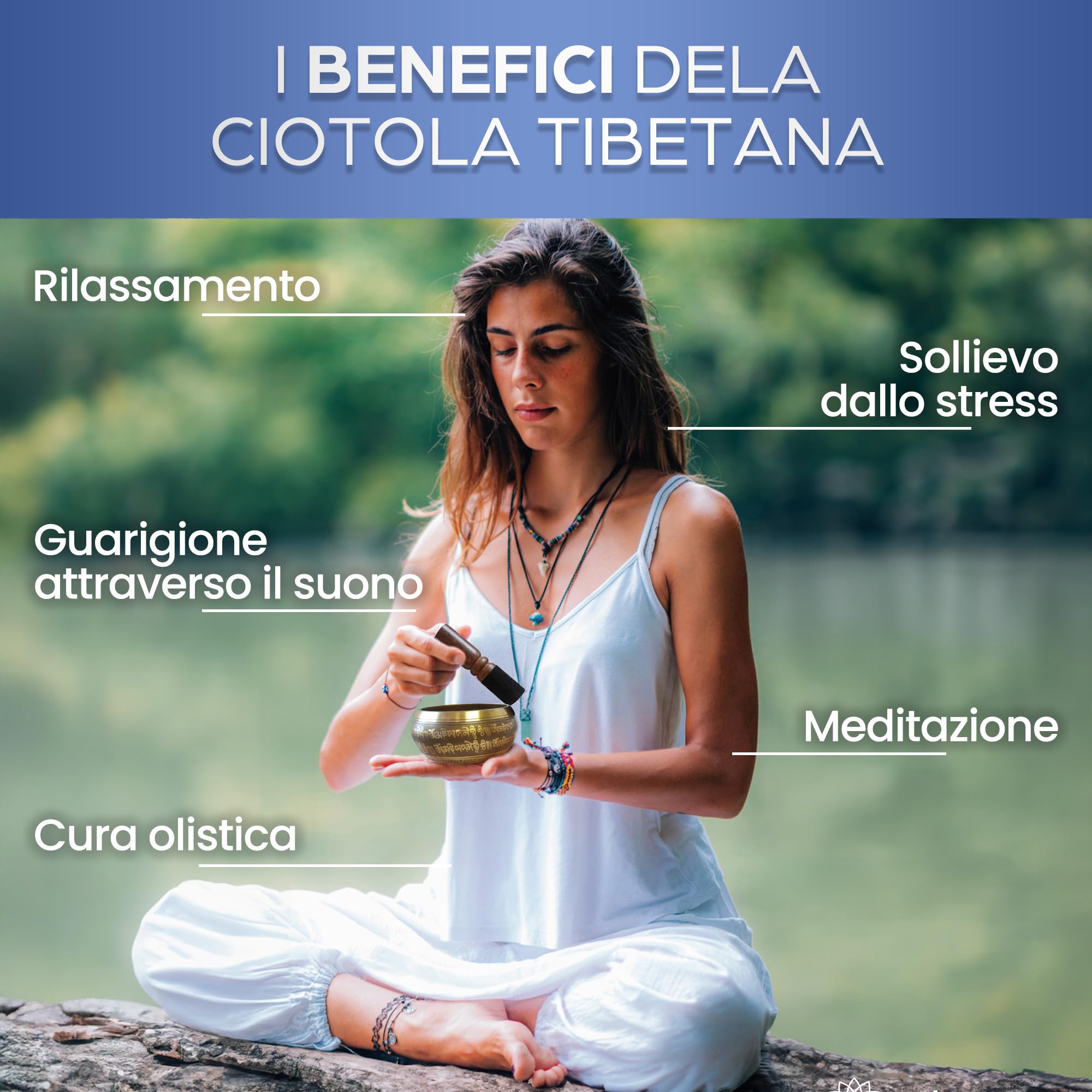 Campana Tibetana di Bronzo Fatta a Mano in Nepal Ø11,43cm– Cuscino, Batacchio in Legno, Scatola in Lotka – Meditazione – Rilassamento – Arredamento – Regalo Perfetto