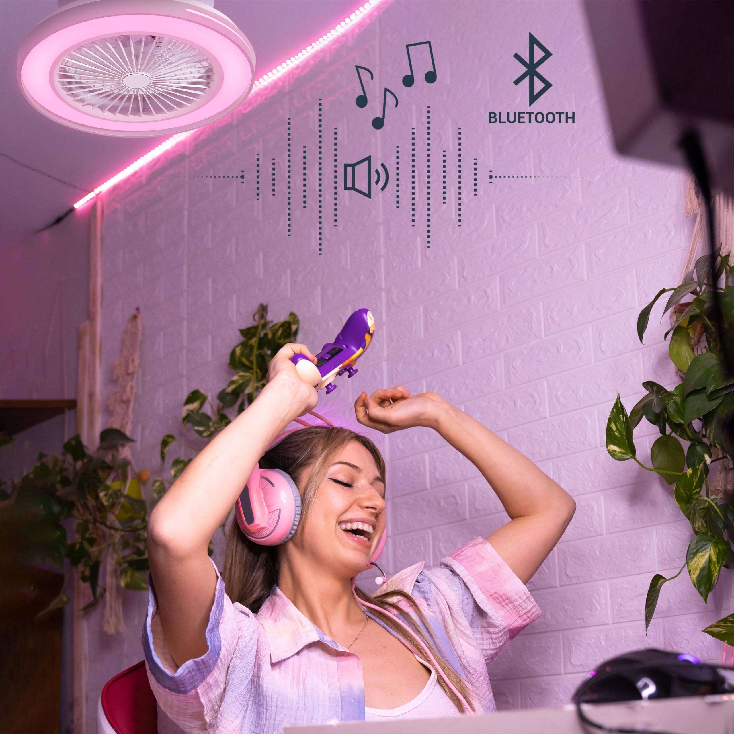 Sulion Ventilateur de plafond avec lumière silencieuse et légère, puissant moteur CC, 6 vitesses, minuteur, été/hiver, lumière LED réglable CCT, installation rapide