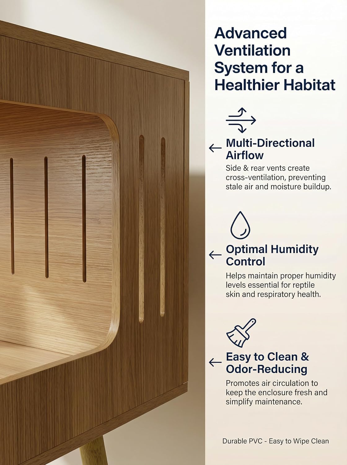 PVC Reptile Terrarium Tanks Enclosure for Ball Python Snake Gecko Bearded Dragon, PVC Reptile Lounge Habitat with Leg Stand,Front Opening Bearded Dragon Tank Enclosure (66)