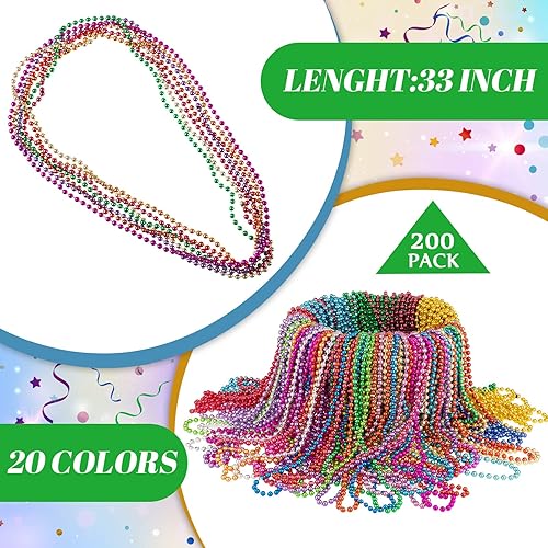 Miniatura 2 de 200 collares de cuentas de Mardi Gras de 33 pulgadas y 0.236 in de varios colores, collares de cuentas surtidas, collares de cuentas a granel para