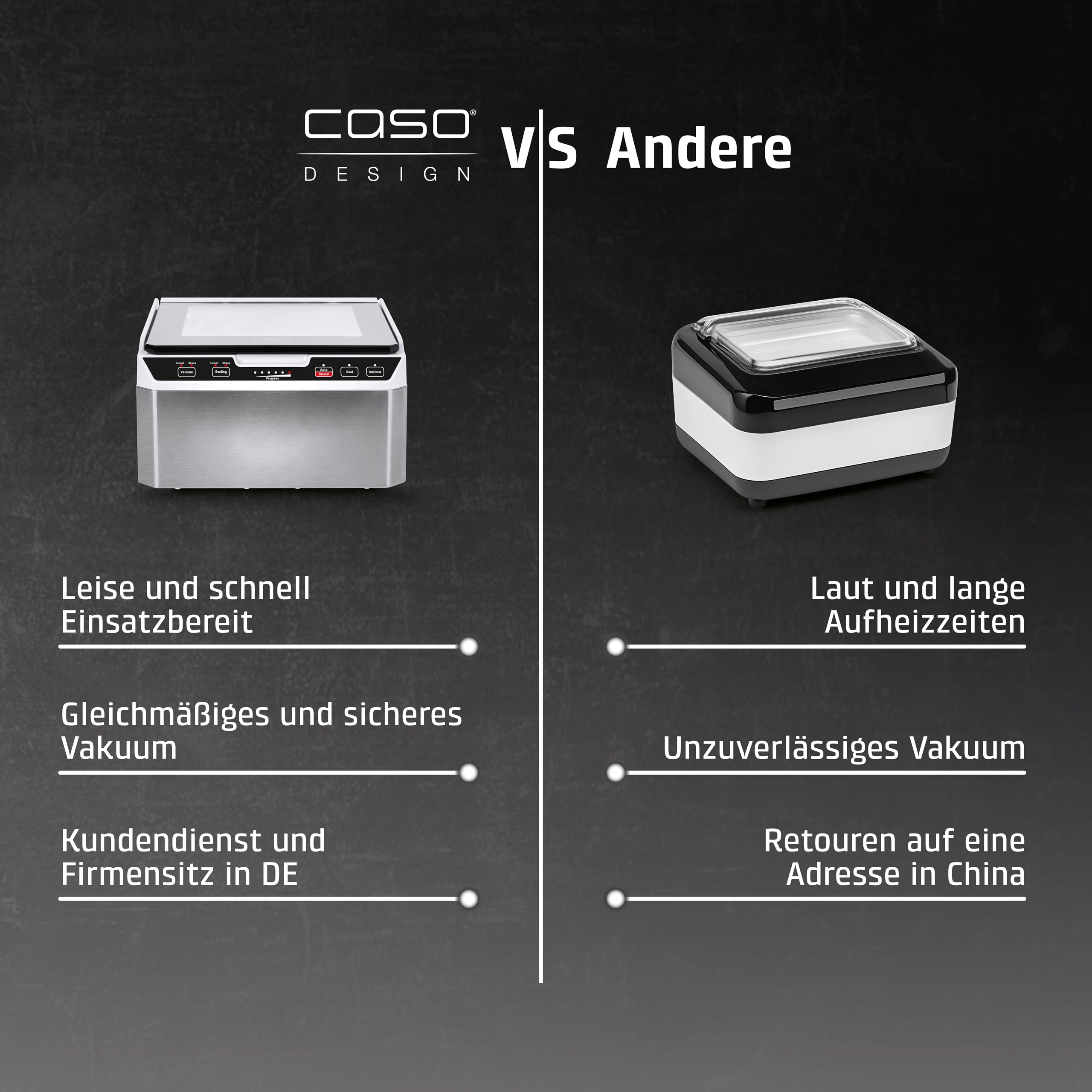 CASO VacuChef 50 Vakuumierer 70 l/min 4 l Kammervolumen doppelte Schweißnaht inkl. 30 Siegelrandbeutel