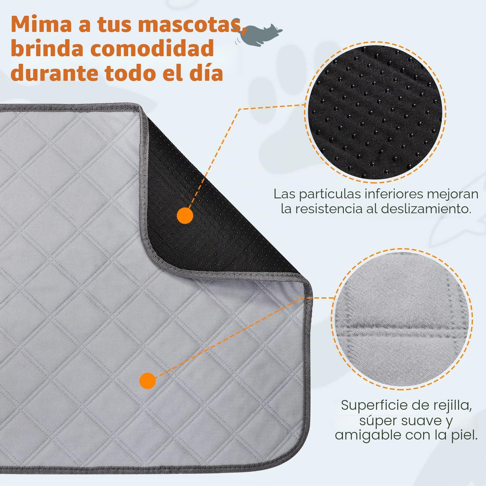VavoPaw Almohadilla de Orina Impermeable para Mascotas Pequeñas, 120 x 60 cm (2 PZS) Alfombra Antideslizante Reutilizable Lavable a Máquina para Gato Perro Conejo Chinchilla Sofá Coche Perrera, Gris