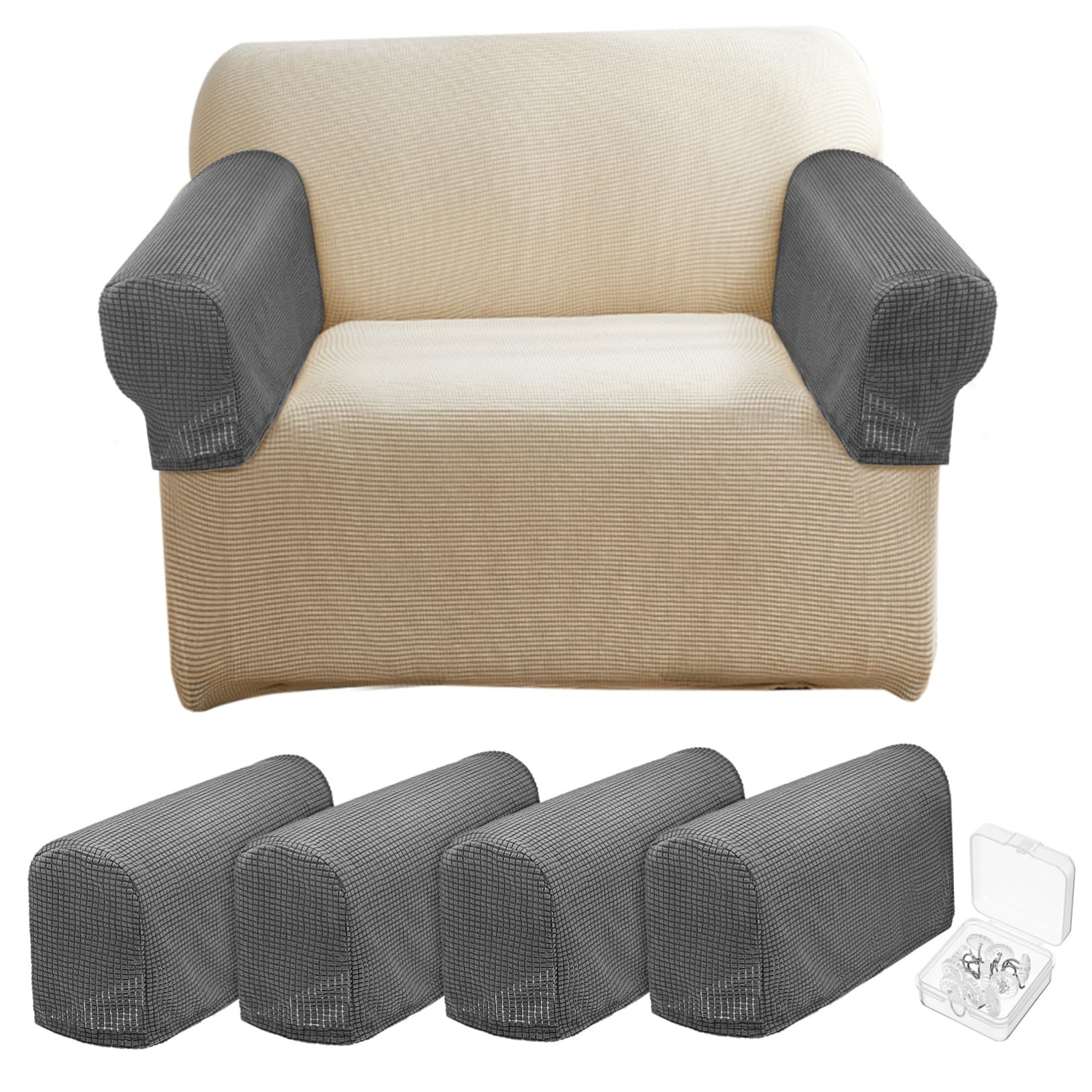 Housses accoudoirs pour canapés anti usure lot de 4 protections stretch
