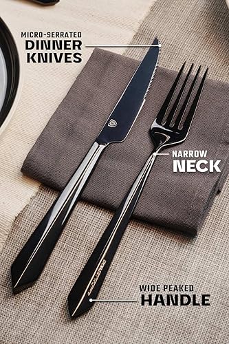 Miniatura 4 de DALSTRONG Juego de cubiertos  20 piezas  Acero inoxidable de alto carbono negro  Cuchillo de cena, tenedor de cena, cuchara de cena, tenedor de