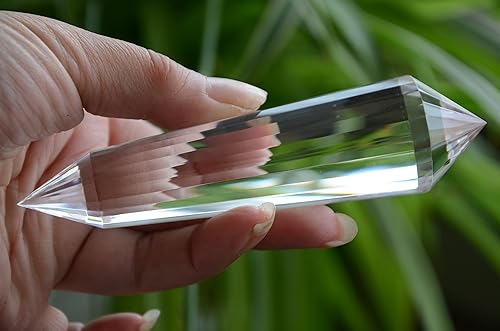 Miniatura 2 de Real Tibet Himalaya de alta altitud 99% transparente de 24 caras de punta de cristal de cuarzo Vogel Varita 4.72 pulgadas curación espiritual Reiki