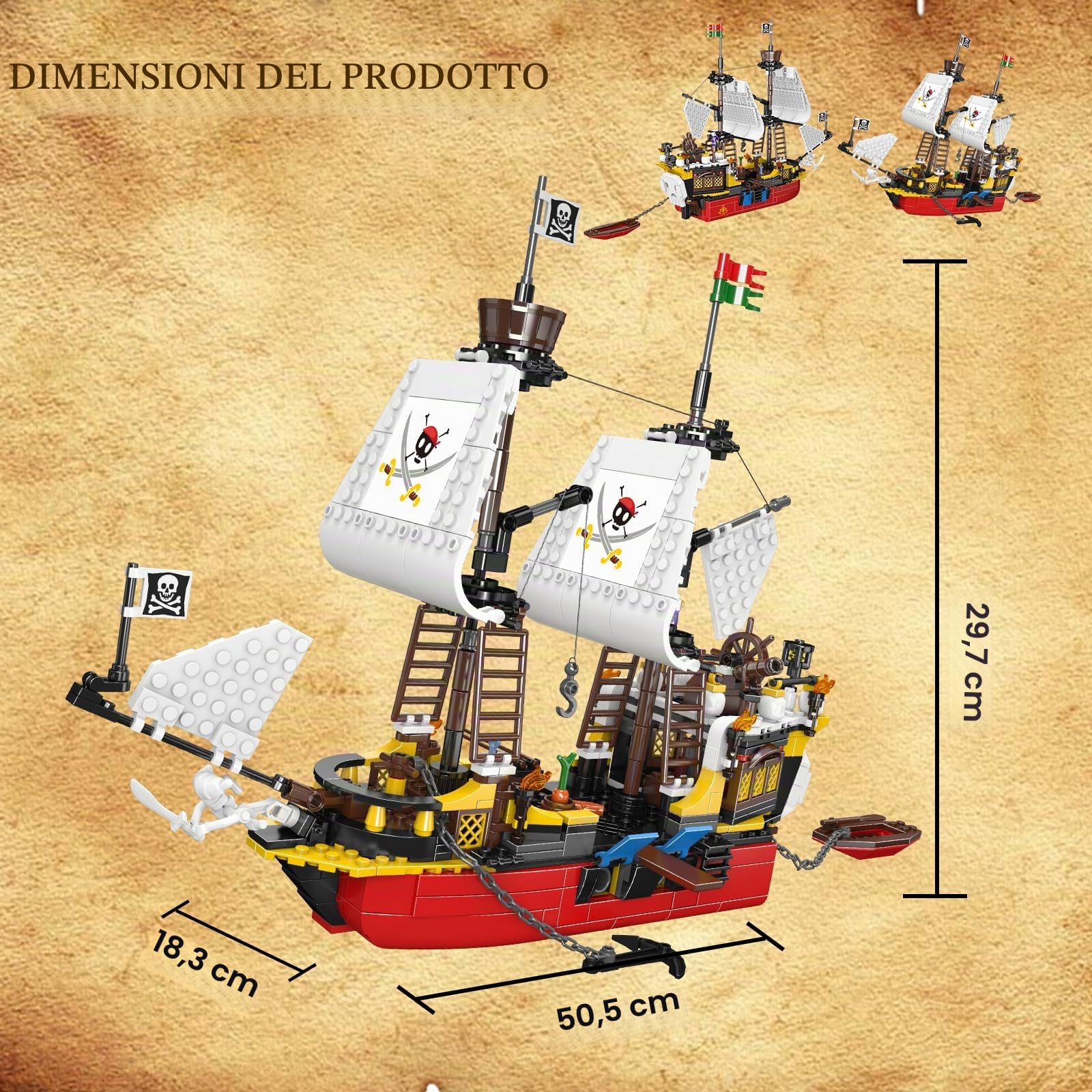 Sosuy Costruzioni per Bambini Nave Pirata, Brigantino Redbeard's Revenge Giocattoli Ragazzi 8+, Regali di Natale Compleanno Ragazzi Bambini Ragazze Teen Adulti 928 PZ