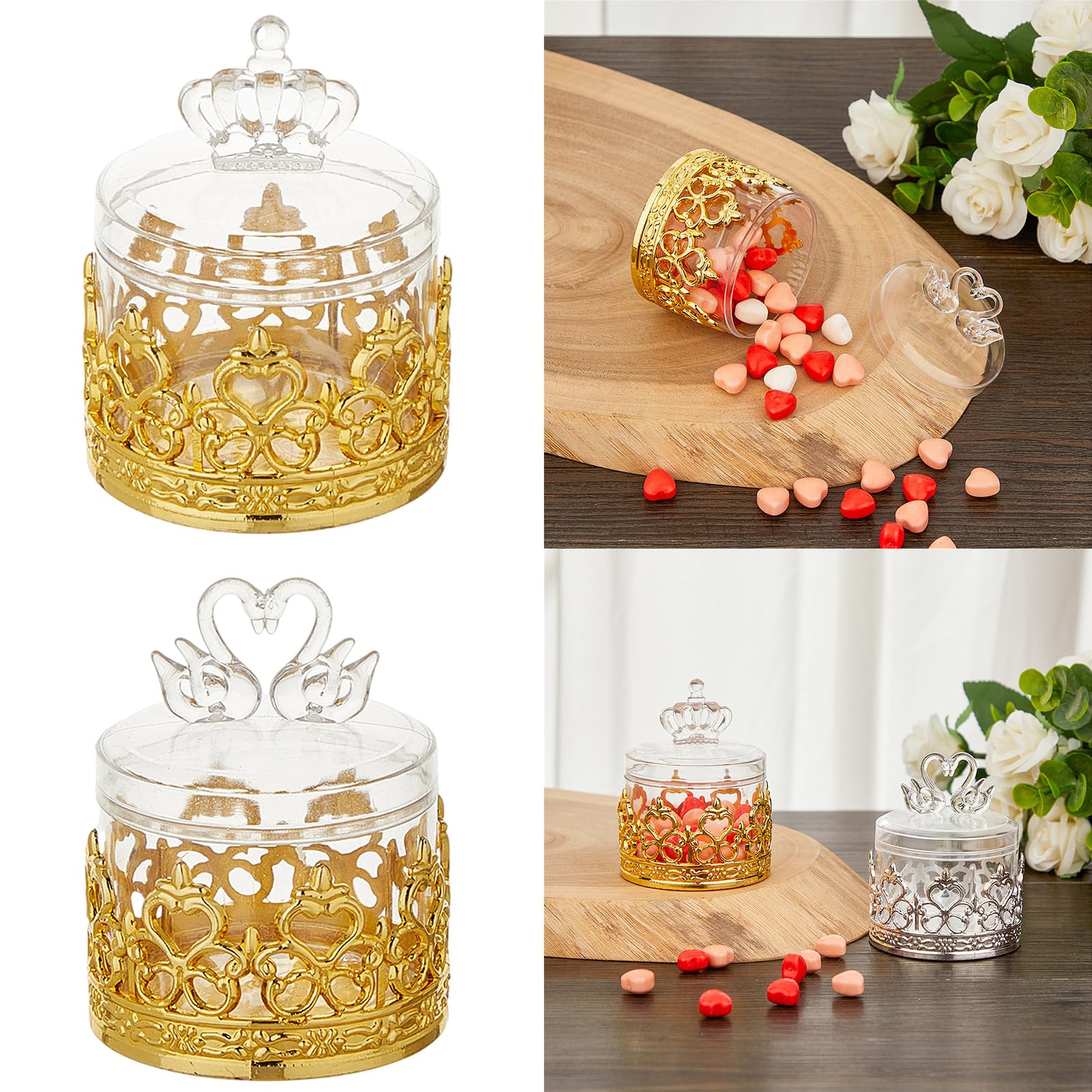 Uitndvyte 12pcs European Styles Wedding Candy Boxes Unique Shape Sugar Container Decorative Stylish Candy With Lid