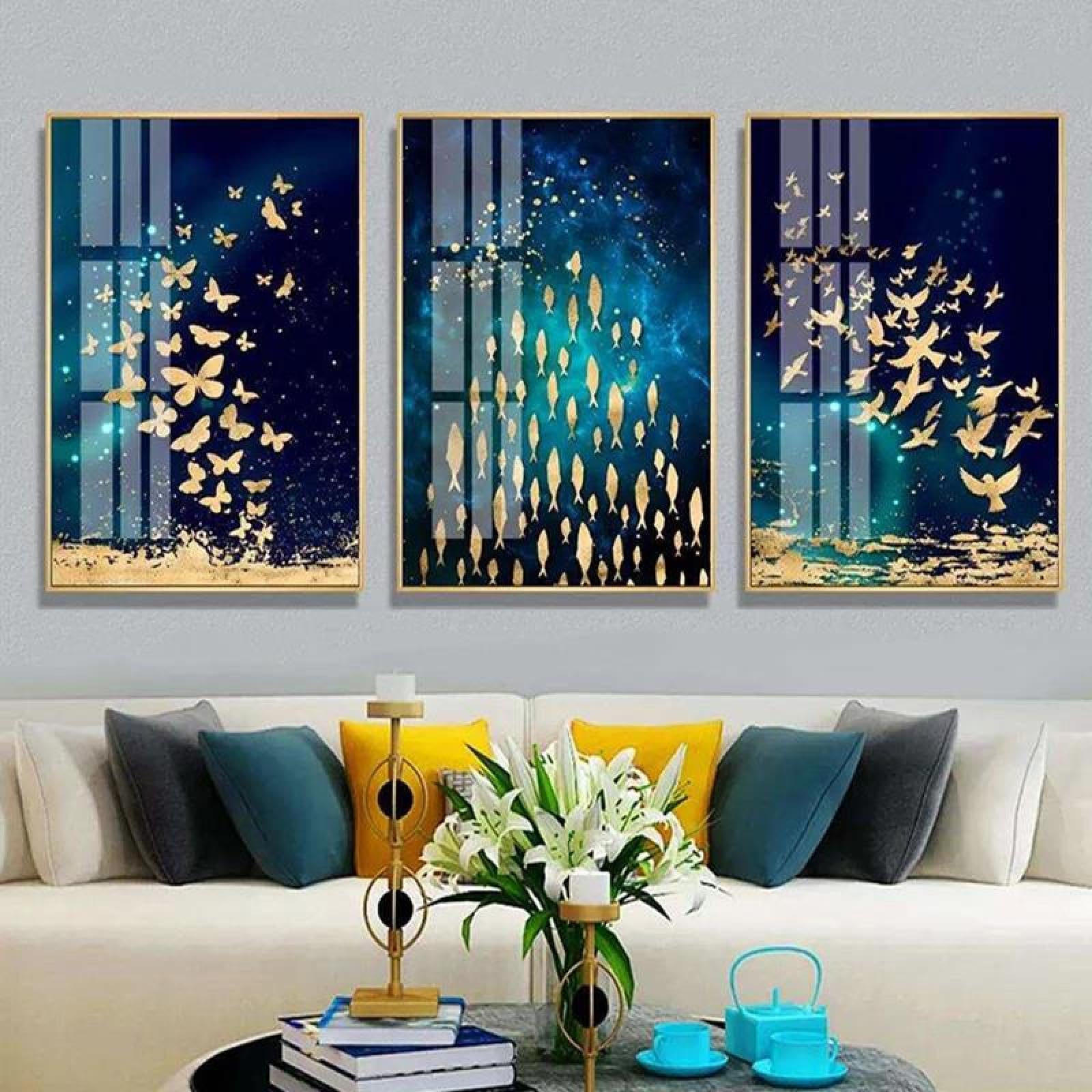 Baibexing Abstract Minimalist Butterfly Canvas Poster Picture Wall Modern Living Room Dining Room Office Interior Home Decoration 30X40Cmx3Pcs Unframed
