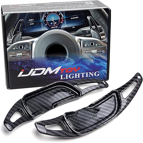 iJDMTOY Twill-Weave Carbon Fiber Pattern/Style Larger Paddle Shifter Extensions Compatible with Mercedes AMG ONLY (A45 C63 E53 E63 S63 CLA45 GLA45 GLB35 GLC43 GLC63 GLE63 G63 G65)
