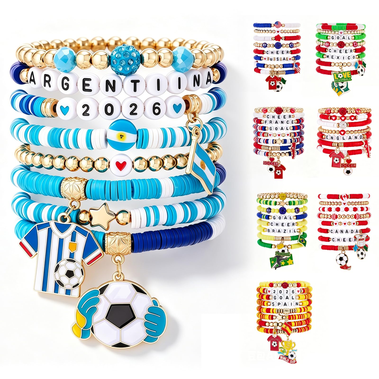 nnOuOnn World Football Game of 2026 Bracelet, Scooer Ball Lover Bracelets, Football Team Gifts, Perfect Accessory for supporters, Fan Identity Symbol (Argentina-1)